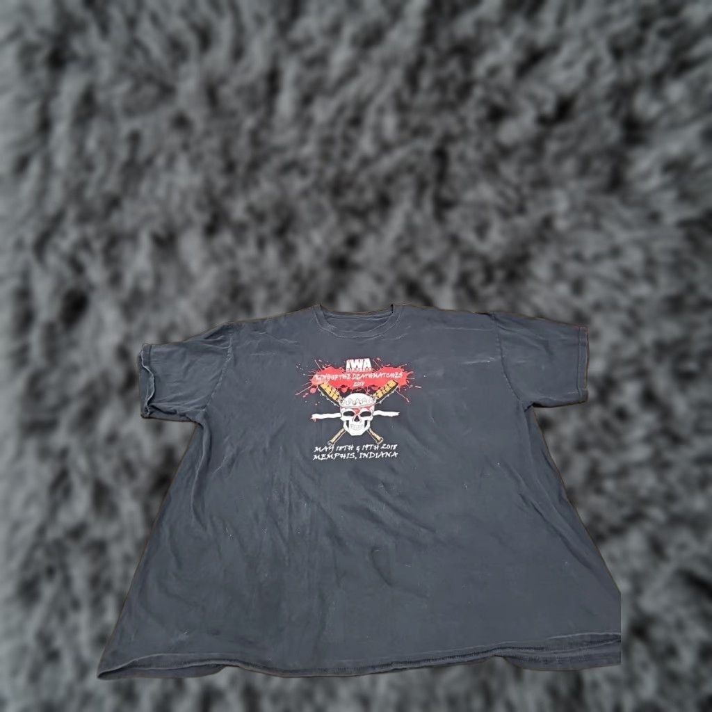 Vintage Iwa Mid South King Of The Deathmatches 2018 T Shirt Xxl Black Cotton Unbranded Short Sleeve Hoodie, Sweatshirt