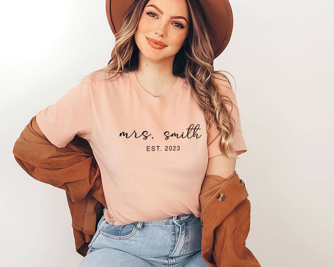 Custom Mrs Established - Personalized Bride T-Shirt Hoodie, Sweatshirt | PodTeesHub.com