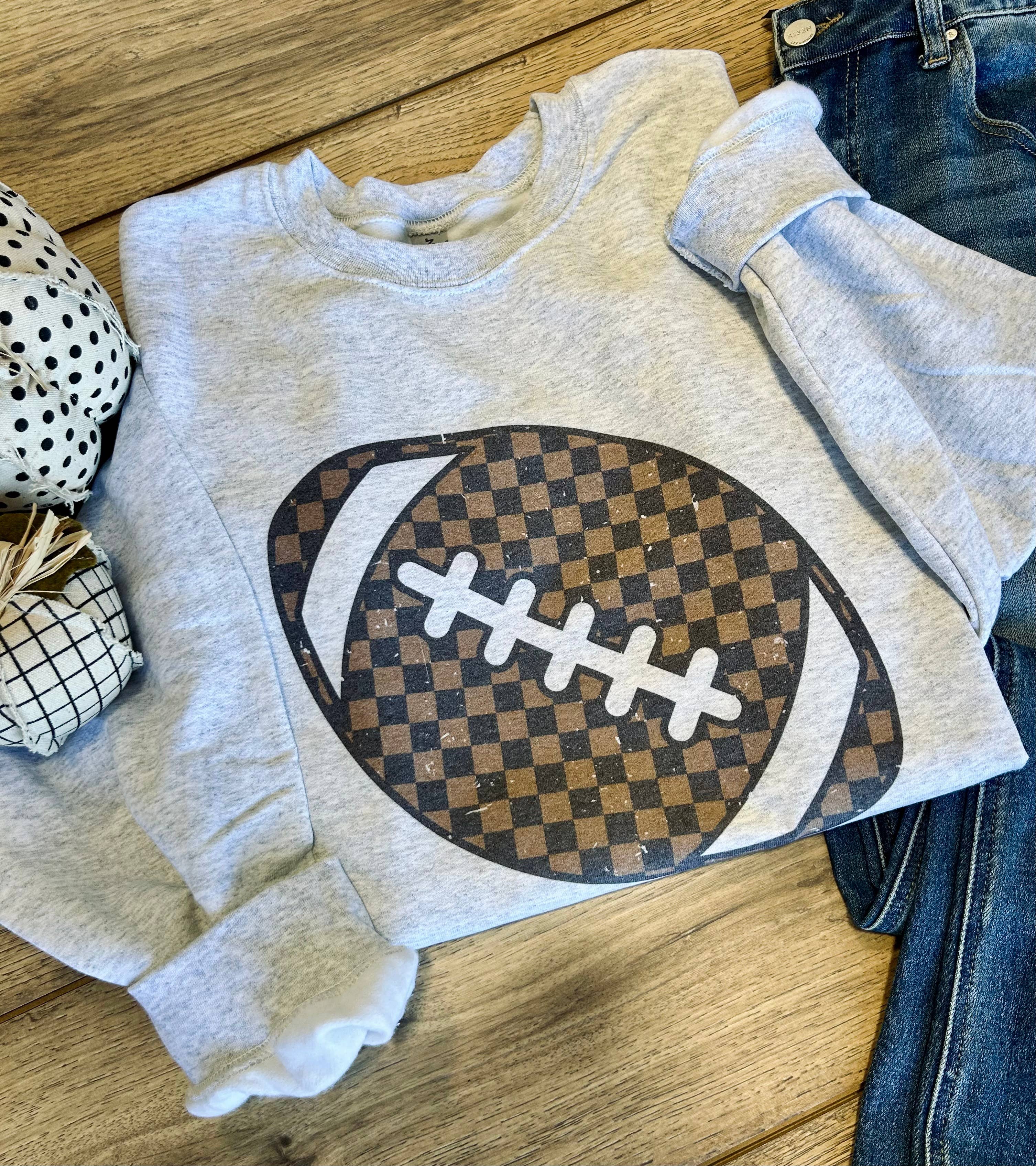 Gray Checkered Football Sweatshirt T-Shirts, Hoodie | PodTeesHub.com