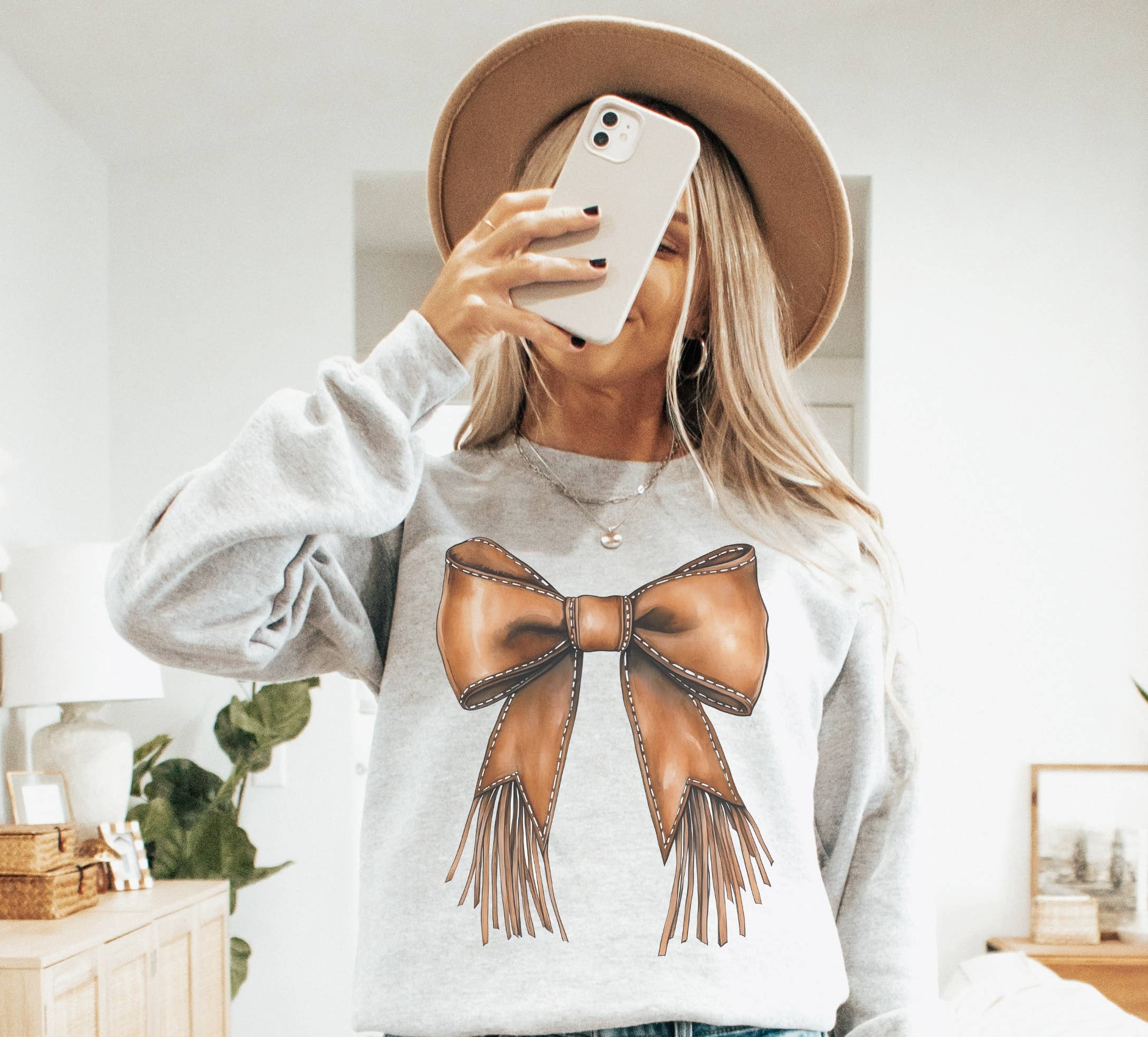 Western Bow Crew Neck Sweatshirt | Western Sweatshirt T-Shirts, Hoodie | PodTeesHub.com