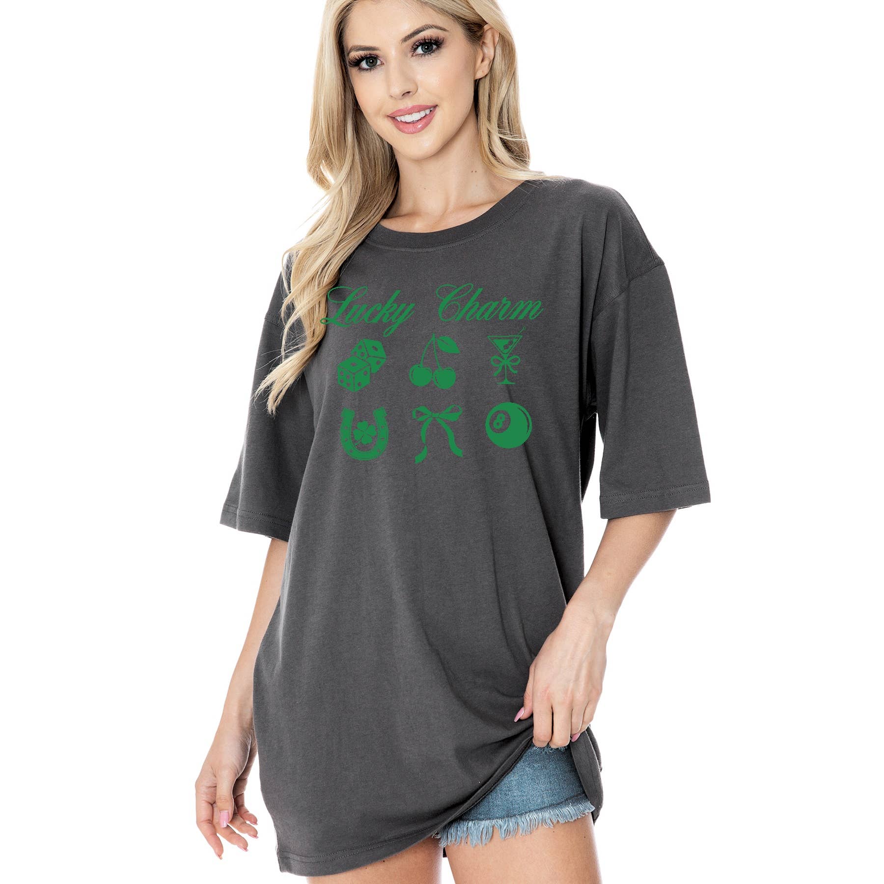 Lucky Charm Oversized Unisex Tee Hoodie, Sweatshirt | PodTeesHub.com