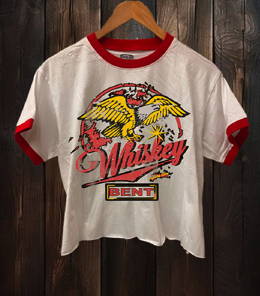 Whiskey Bent Logo  Ringer Relaxed Crop Tee Hoodie, Sweatshirt | PodTeesHub.com