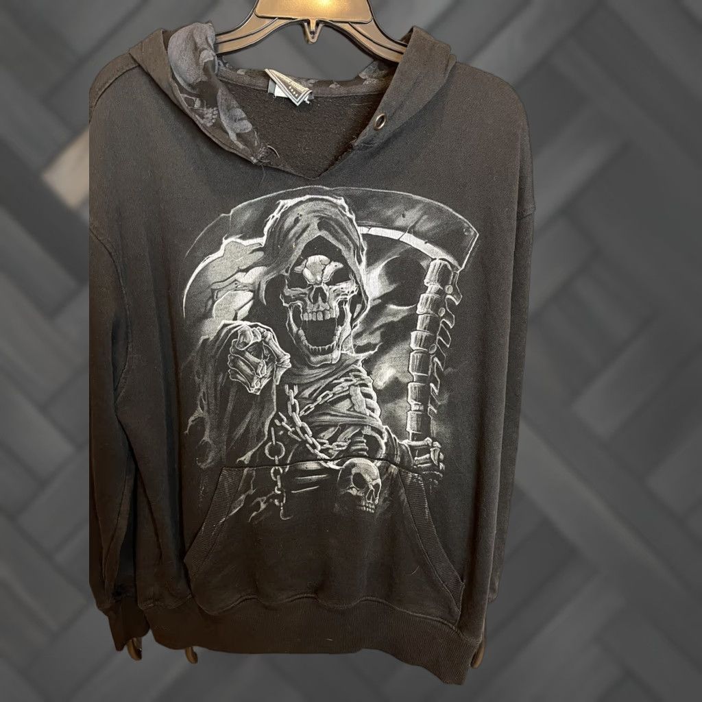 Vintage Dom Skull Print Xl Black Camo 90s Biker Gothic Grunge Rock Usa Y2k Me T-Shirts, Hoodie, Sweatshirt
