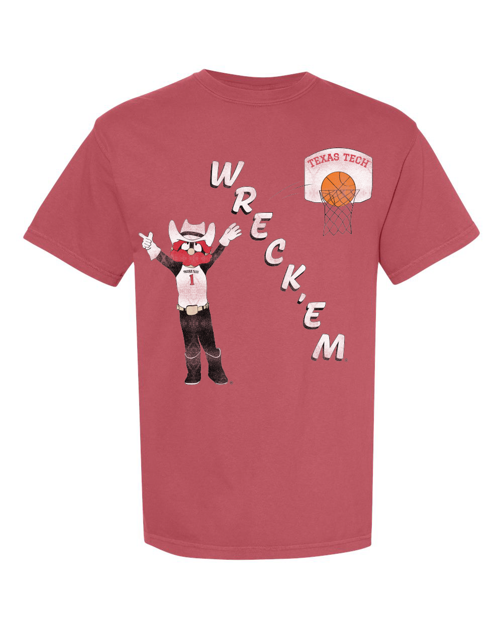 Texas Tech Retro Basketball Red Comfort Colors Tee Hoodie, Sweatshirt | PodTeesHub.com