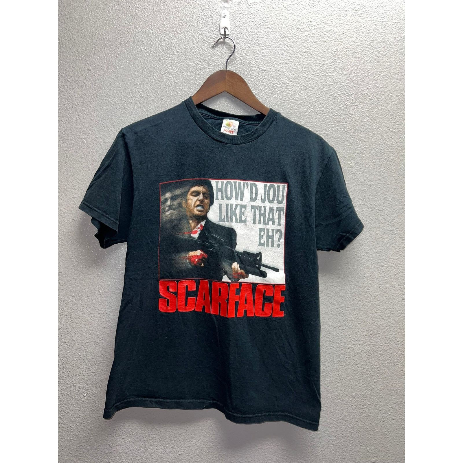 Fruit Of The Loom Vintage Scarface Shirt Scar Face Movie Promo 90s Tee Medium Hoodie, Sweatshirt | PodTeesHub.com