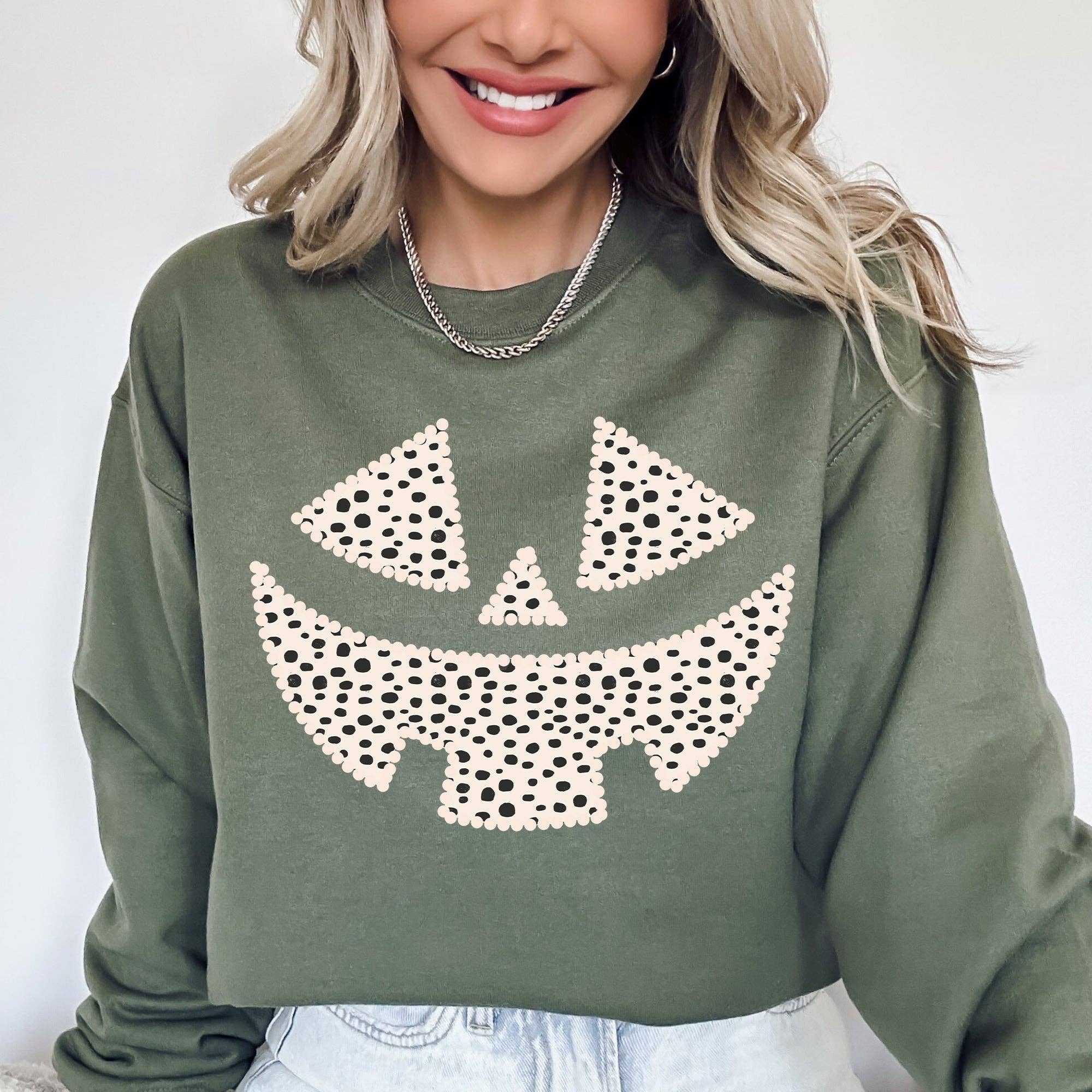 Polka Dot Jack-O-Lantern, Dalmatian Halloween Sweatshirt T-Shirts, Hoodie | PodTeesHub.com