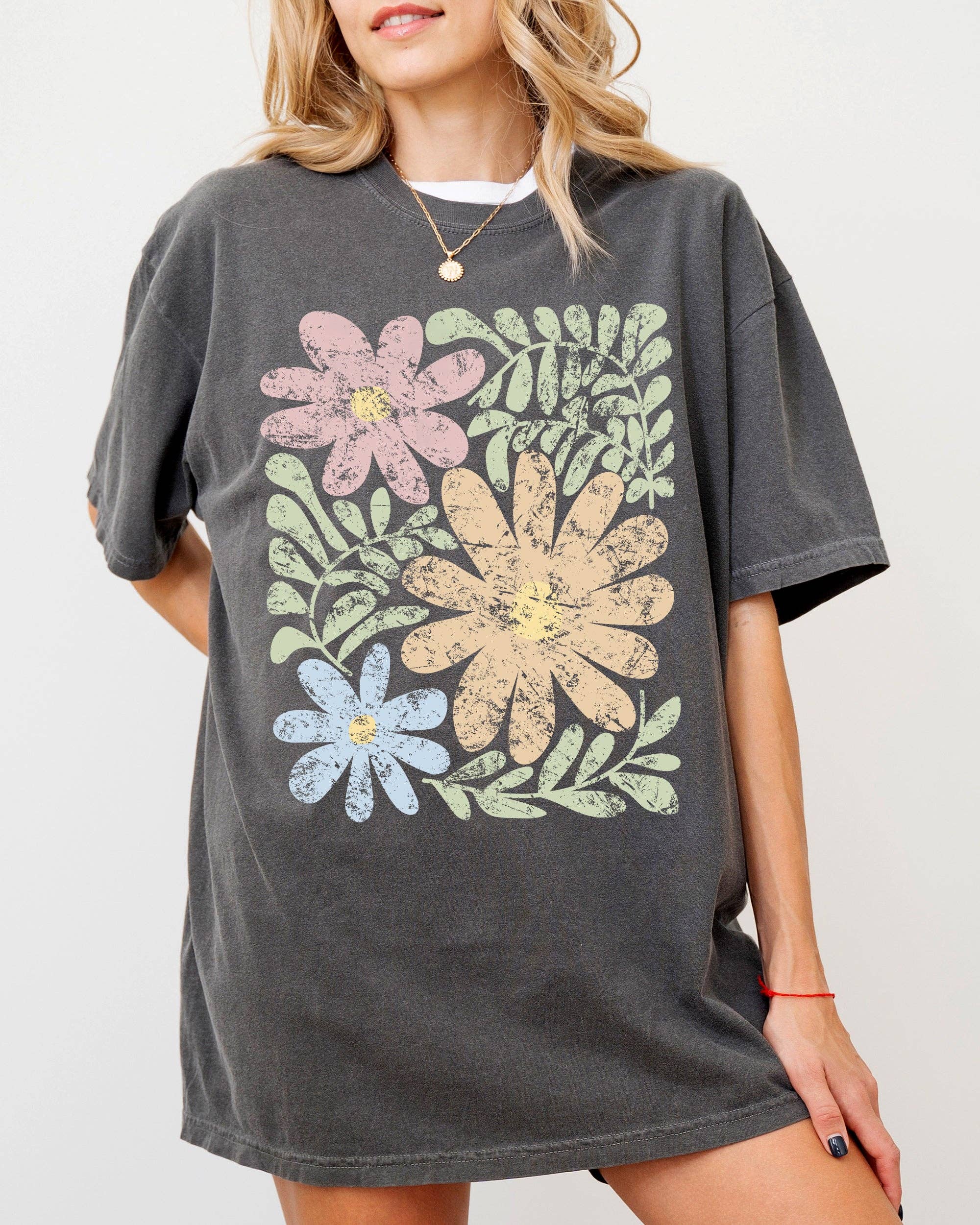 Earthy, Abstract Flowers, Boho Flowers, Summer, Nature Shirt Hoodie, Sweatshirt | PodTeesHub.com