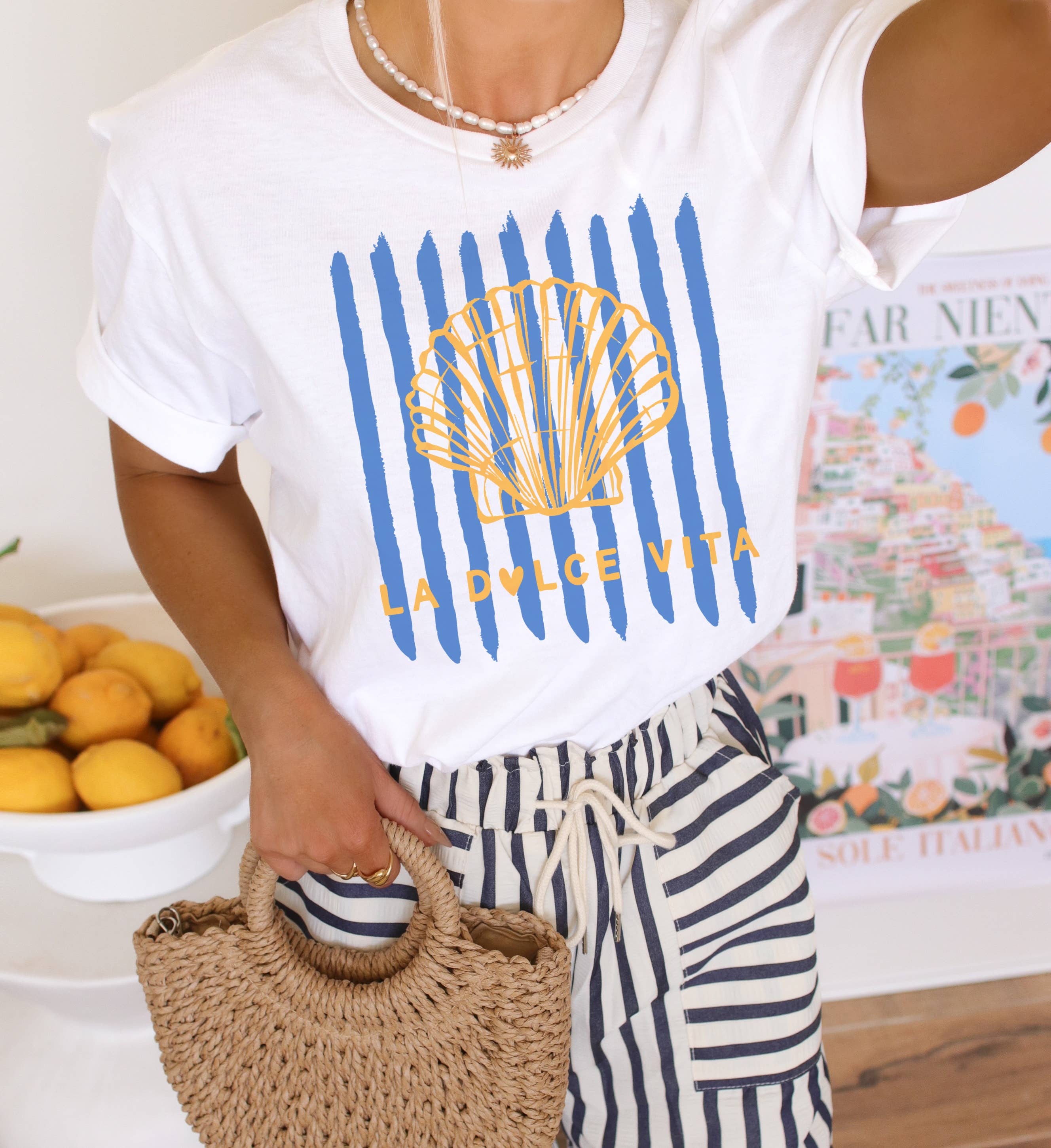 Sea Shell La Dolce Vita Graphic Tee | Summer Tee Hoodie, Sweatshirt | PodTeesHub.com
