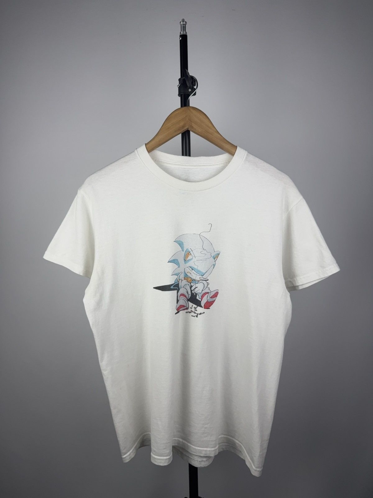 Vintage Sad Sonic Graphic Tee Minimal Line Art Vintage Style Hoodie, Sweatshirt | PodTeesHub.com