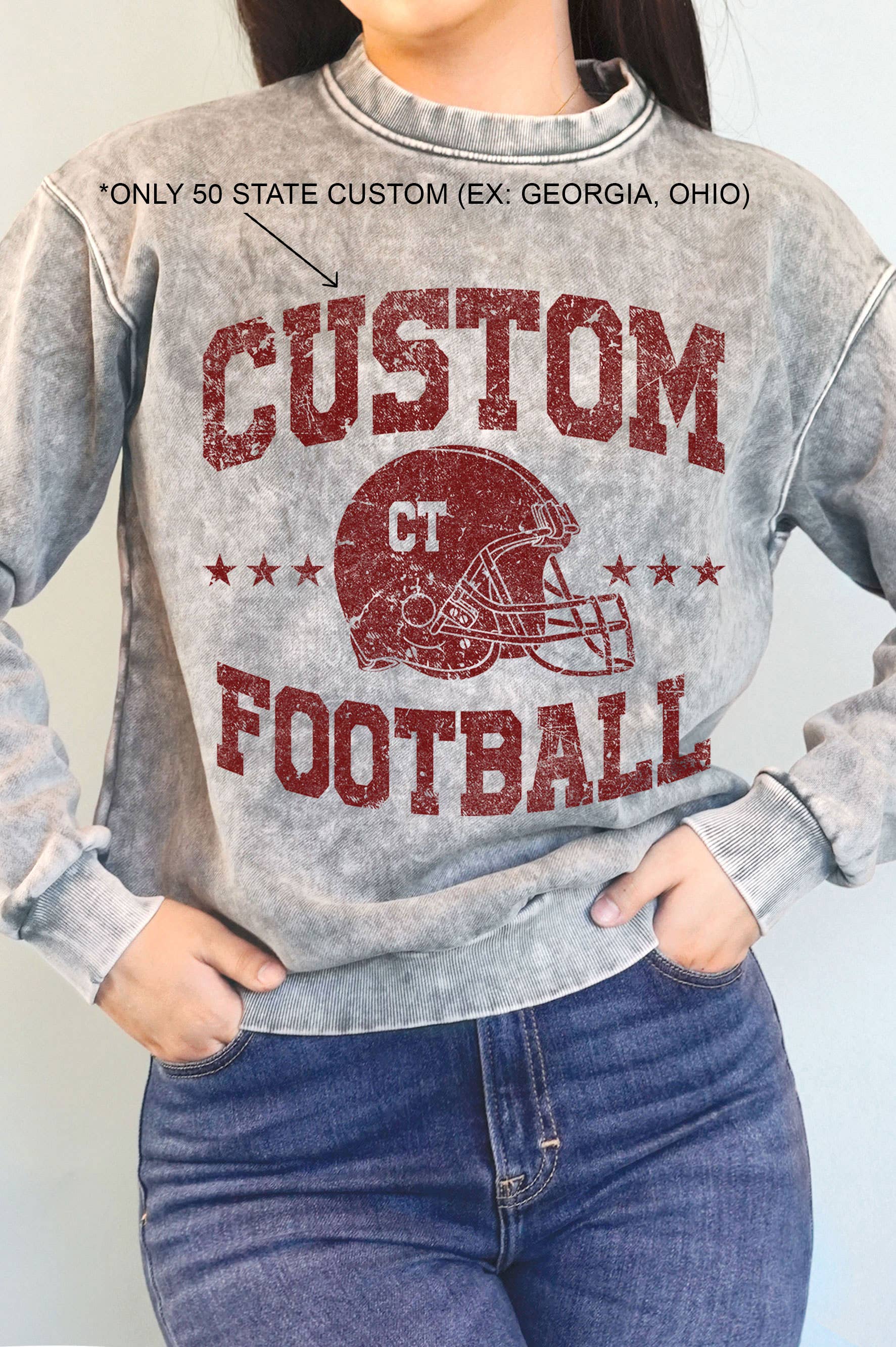 Custom State Football Mineral Graphic Brushed Sweatshirt T-Shirts, Hoodie | PodTeesHub.com