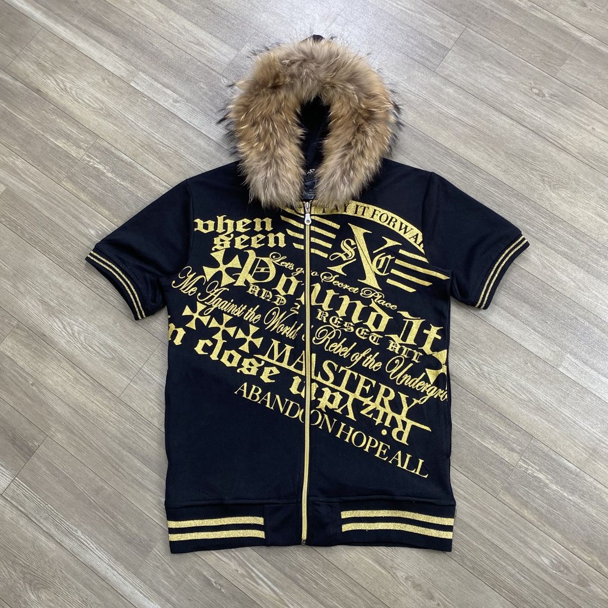 Brand 2000s Japanese Poem Skulls Cross Grunge Punk Fur Tee Hooded Hoodie, Sweatshirt | PodTeesHub.com