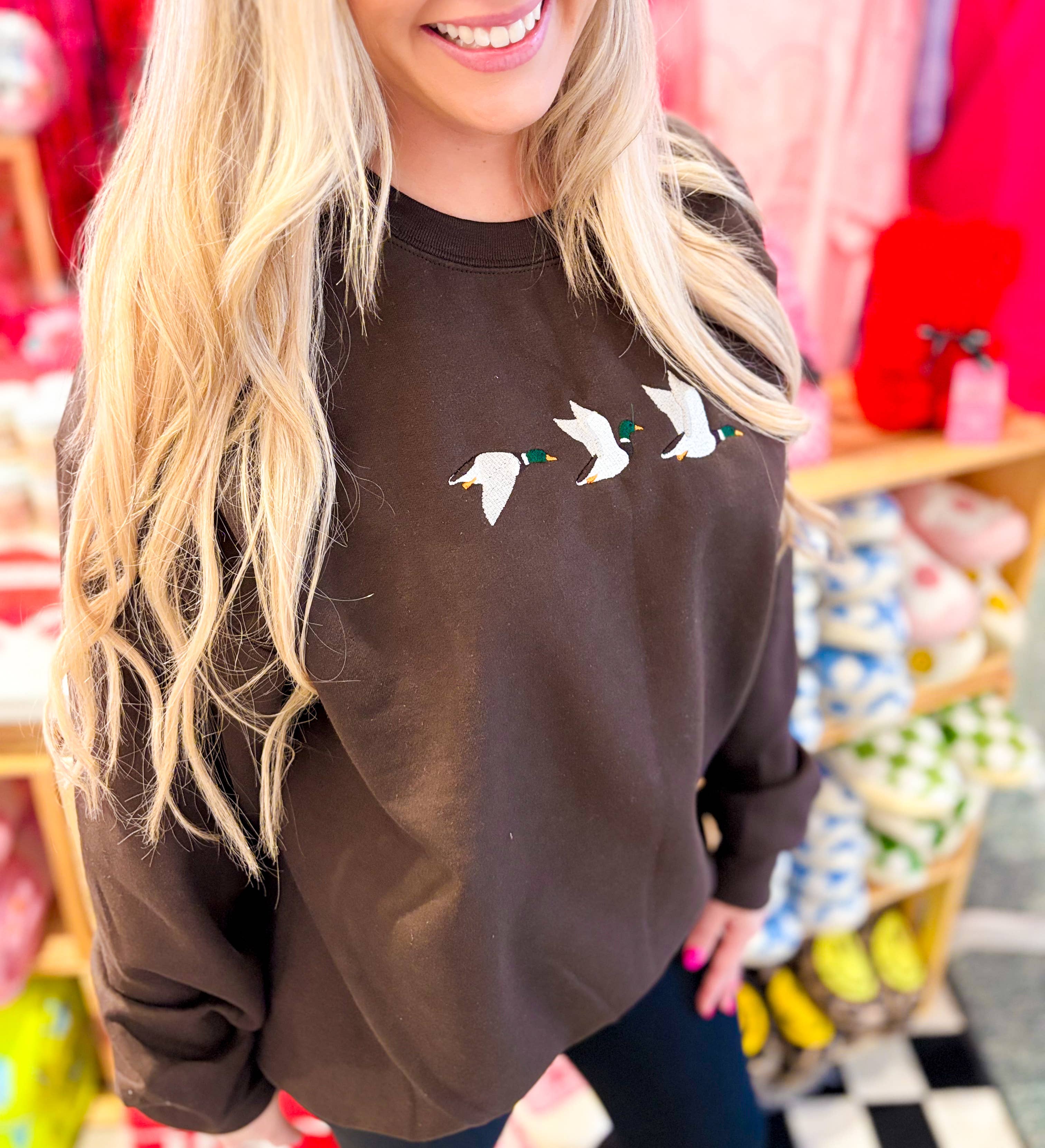 Mallard Duck Embroidered Crewneck | Hunting Sweatshirt T-Shirts, Hoodie | PodTeesHub.com