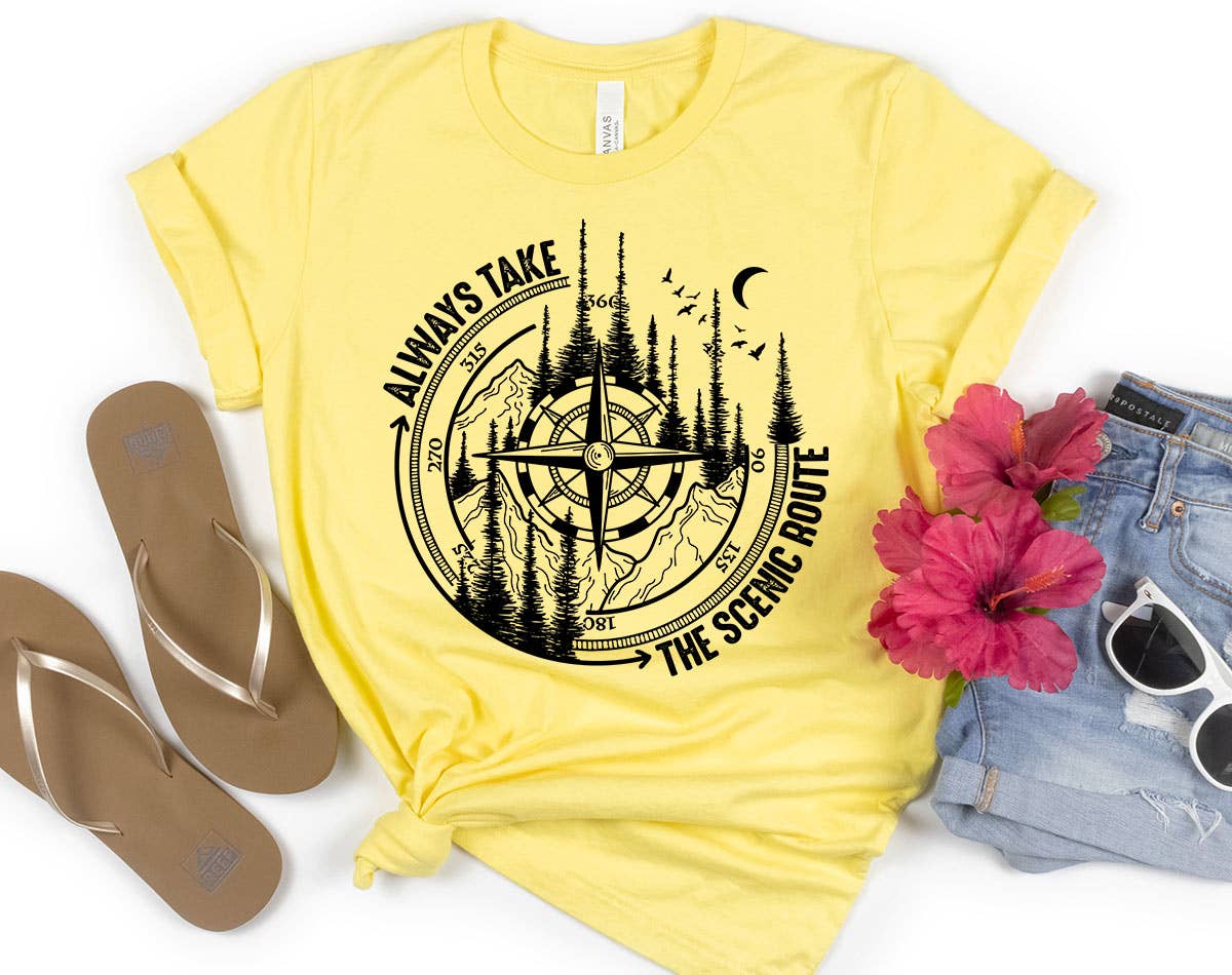 Always Take the Scenic Route- Vacation Travel T-Shirt Hoodie, Sweatshirt | PodTeesHub.com