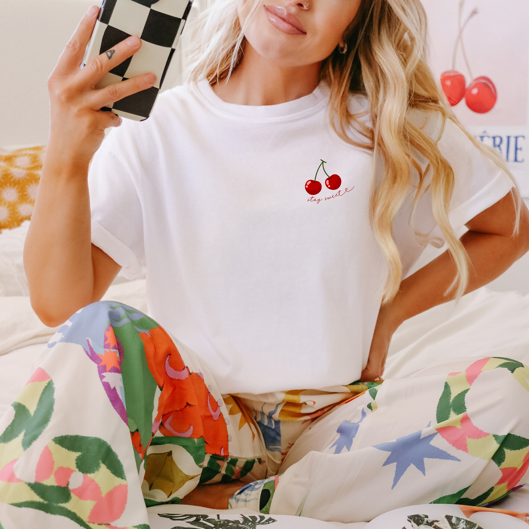 Stay Sweet Summer 2026 Cherry Elevated Basic White Tee Hoodie, Sweatshirt | PodTeesHub.com