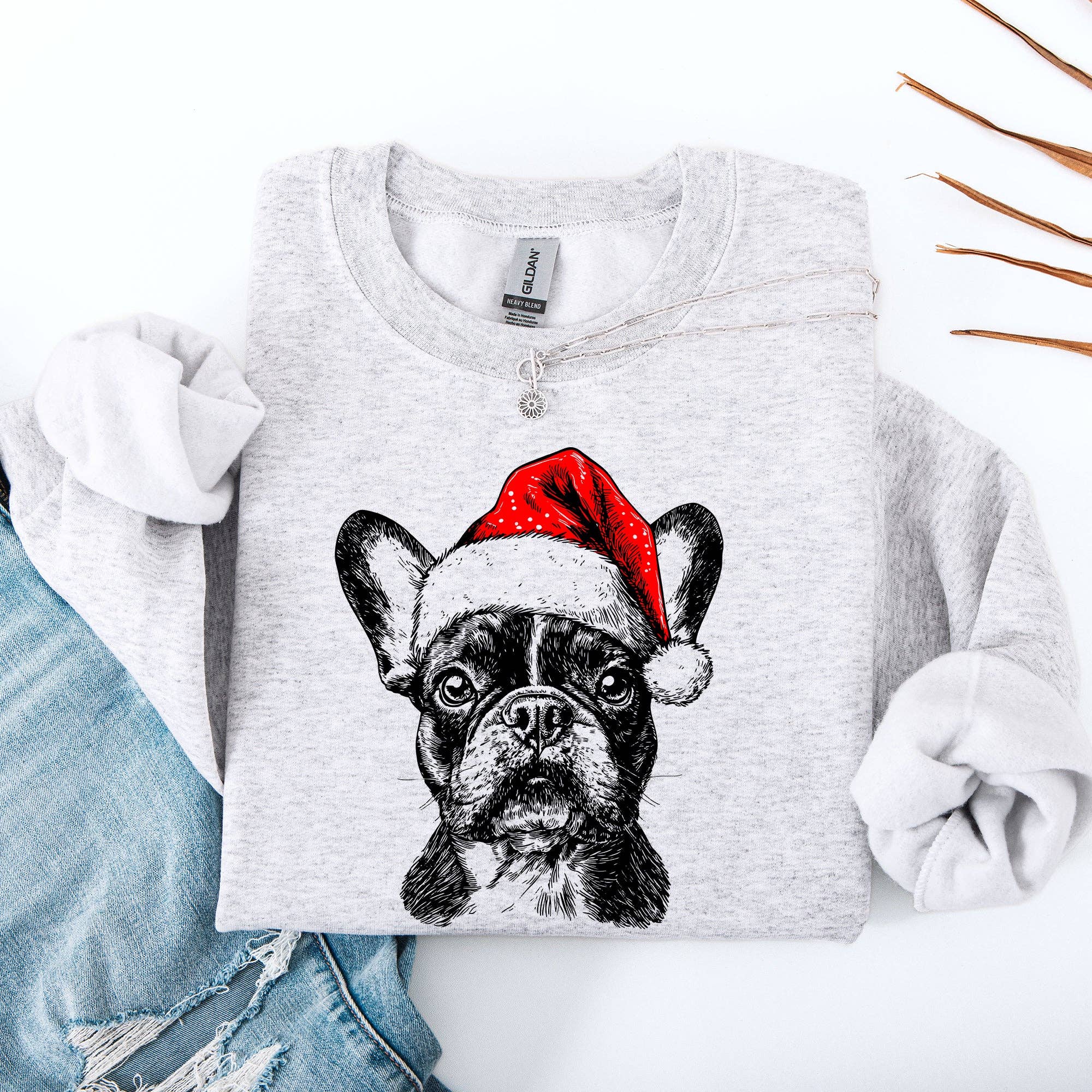 Frenchie, Santa, French Bulldog, Christmas, Pet Sweatshirt T-Shirts, Hoodie | PodTeesHub.com