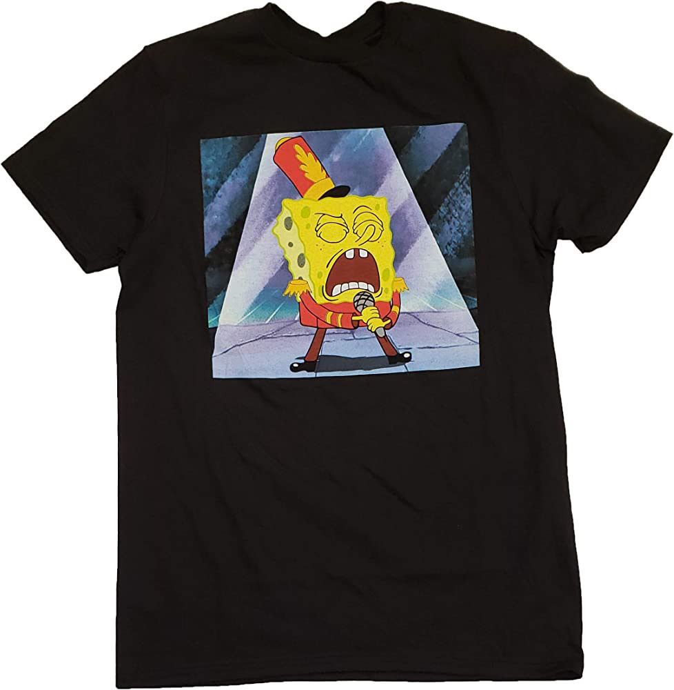 Other Spongebob Singing Black Graphic T Shirt Size Large Hoodie, Sweatshirt | PodTeesHub.com