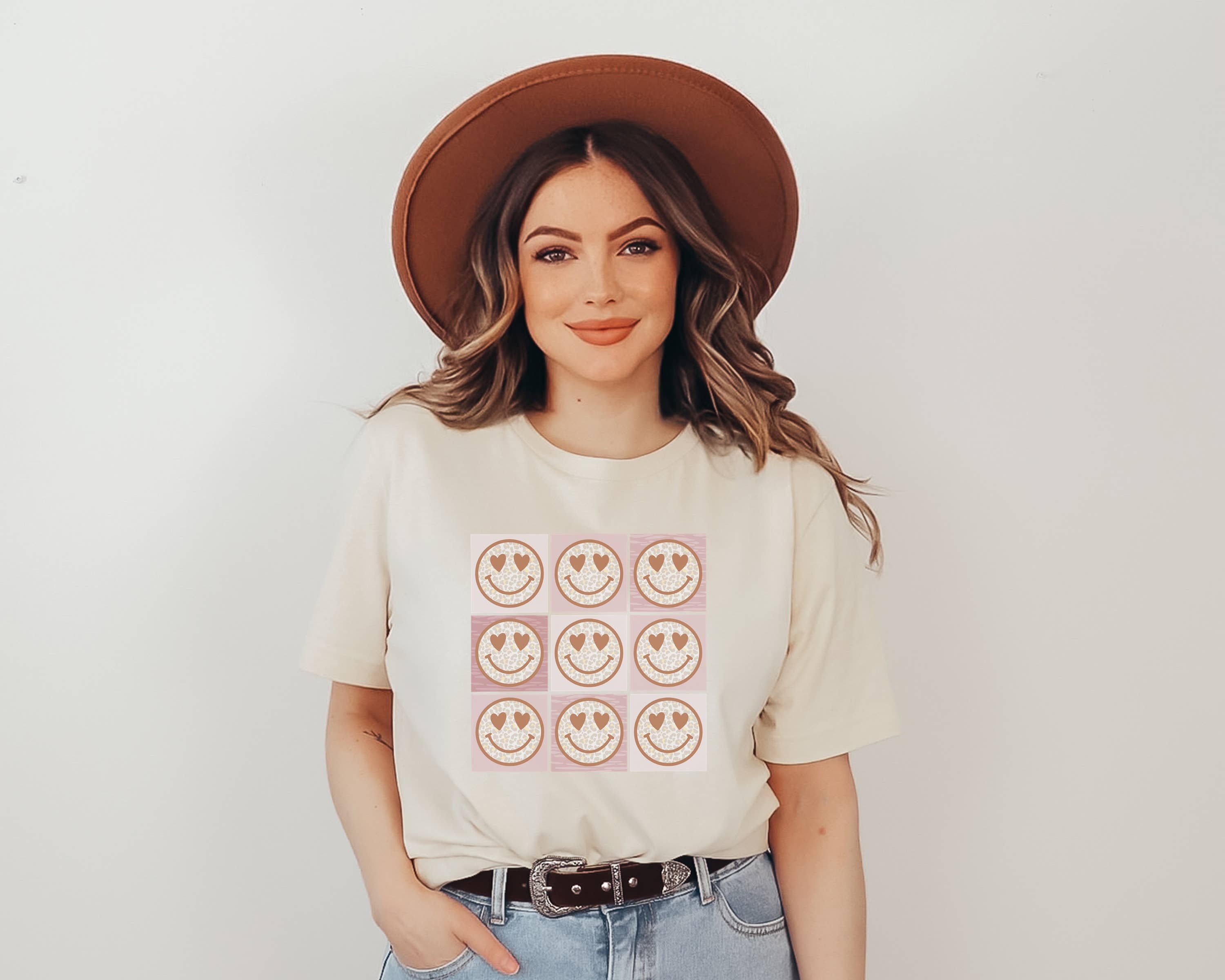 Happy Face Heart Grid Valentine Tee Hoodie, Sweatshirt | PodTeesHub.com