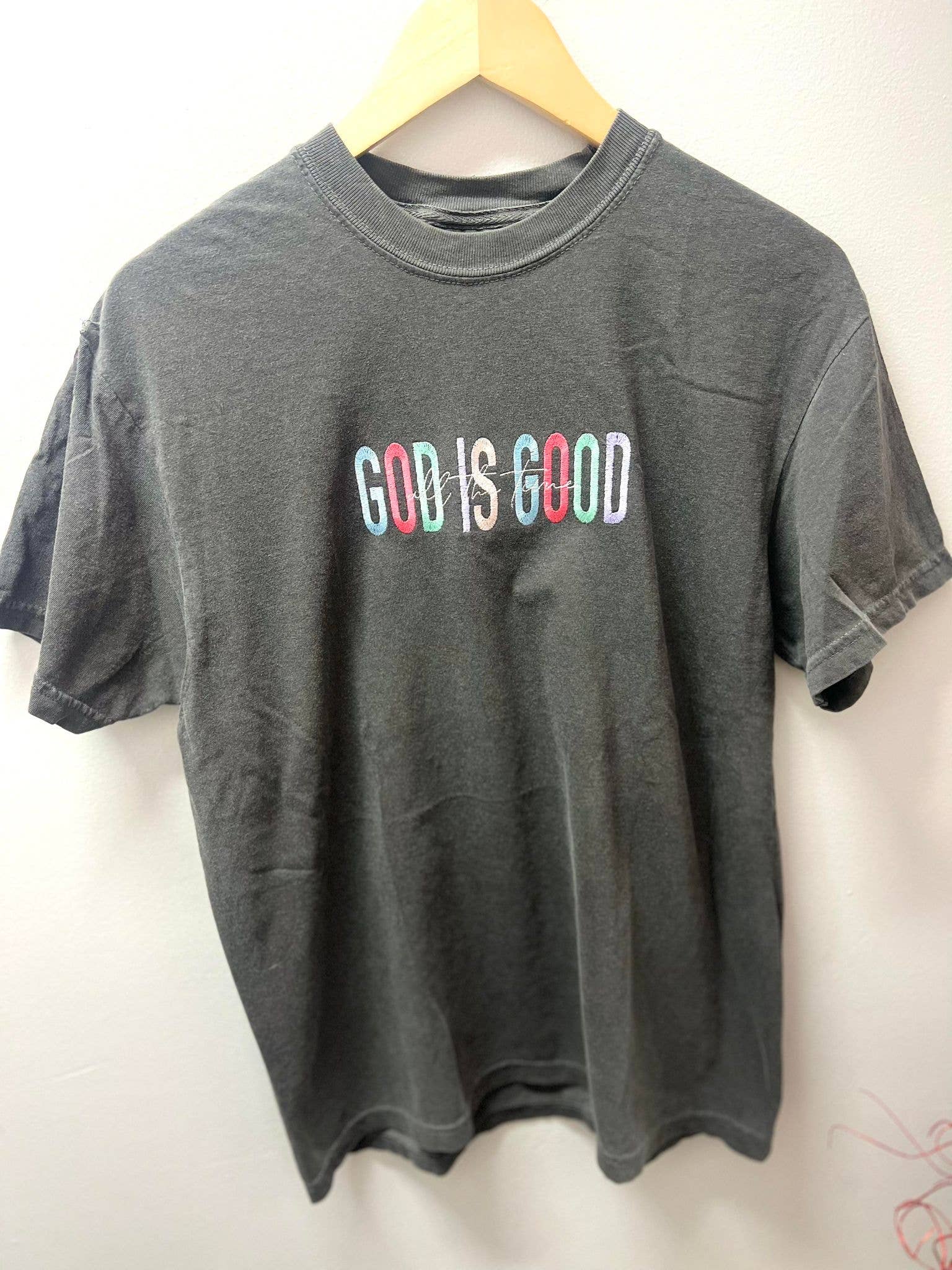 God Is Good Multi Colorful Embroidered Tee Hoodie, Sweatshirt | PodTeesHub.com