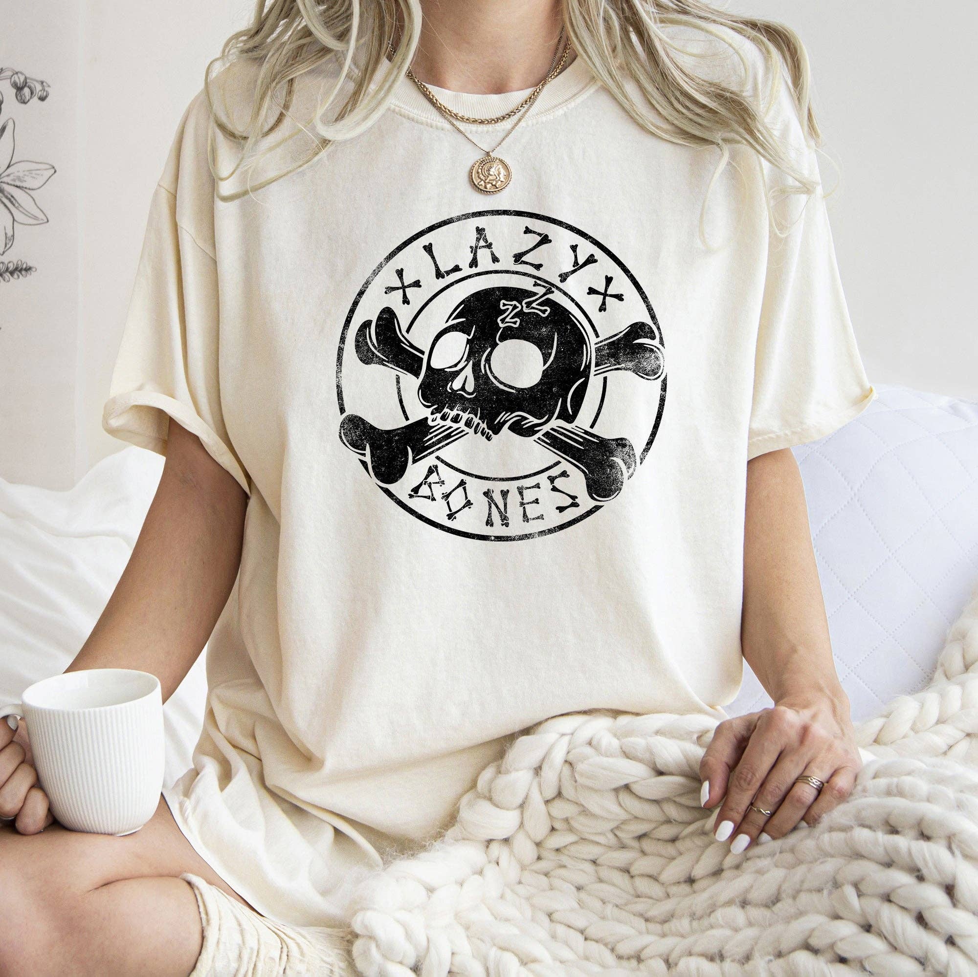 Lazy Bones Retro Halloween T-Shirt Black Print Hoodie, Sweatshirt | PodTeesHub.com