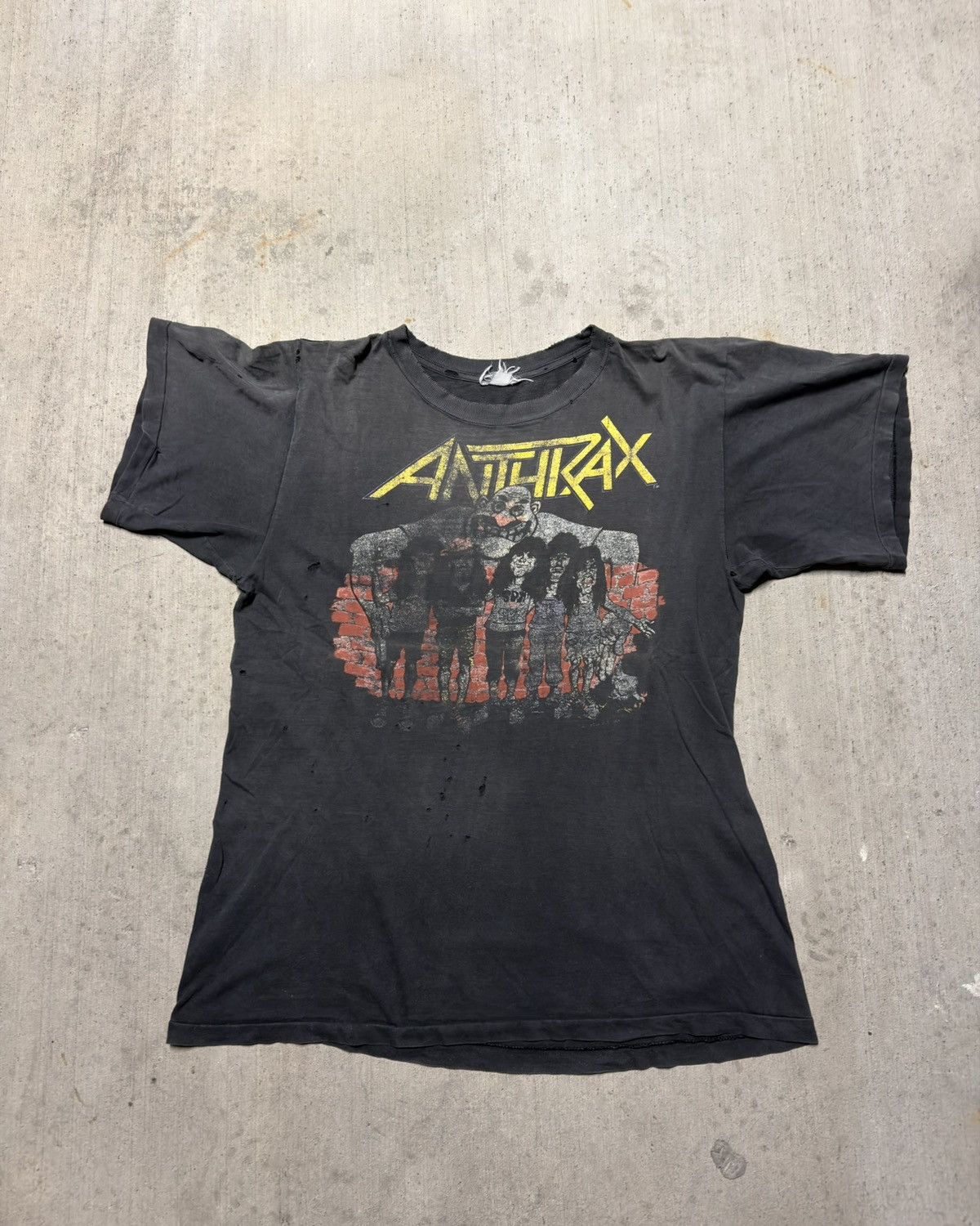 Band Tees Vintage 1988 Anthrax Euphoria Distressed Tour T Shirt Hoodie, Sweatshirt | PodTeesHub.com