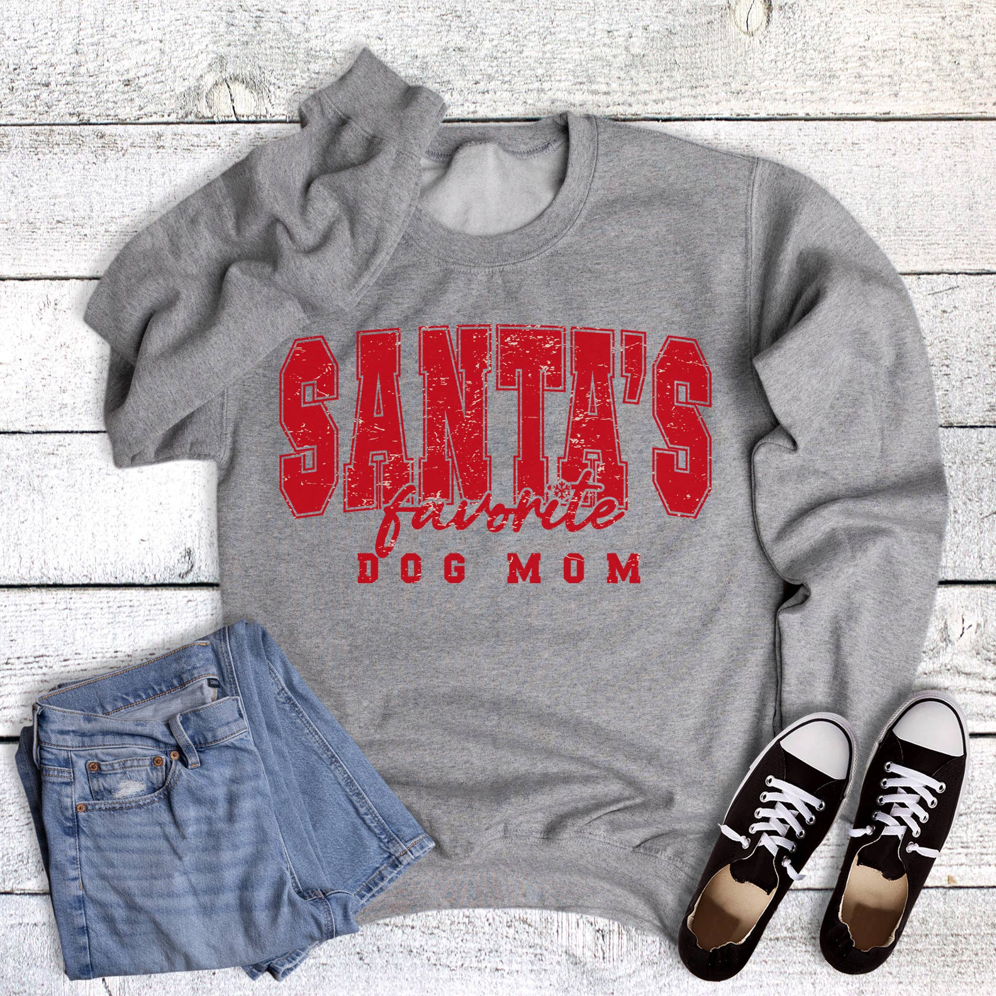 Christmas Santa's Favorite Dog Mom Sweatshirt T-Shirts, Hoodie | PodTeesHub.com