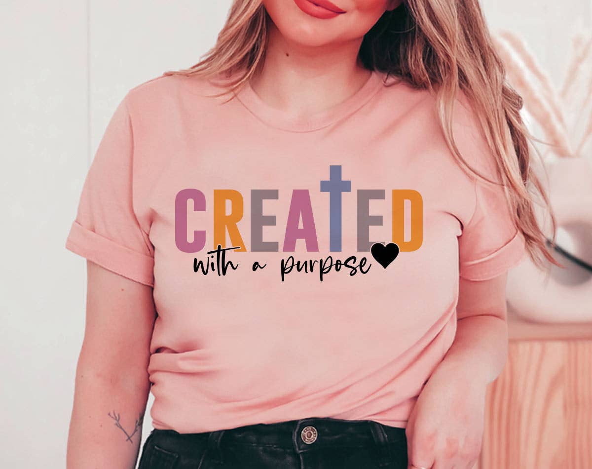Created with Purpose - Easter Christian T-Shirt Hoodie, Sweatshirt | PodTeesHub.com