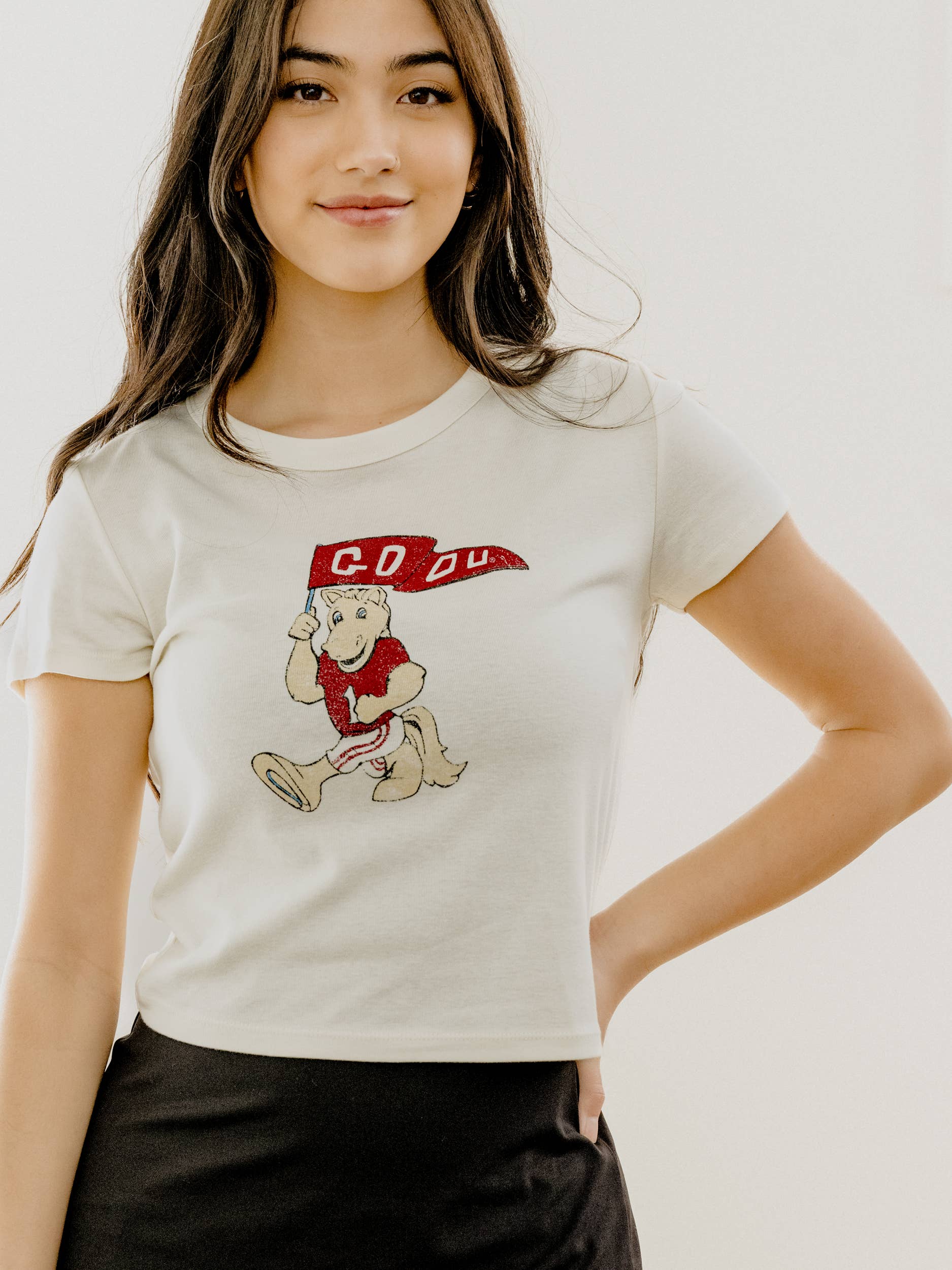 Ou Oklahoma Sooners Mascot Flag Off White Micro Cropped Tee Hoodie, Sweatshirt | PodTeesHub.com