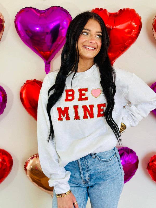 Be Mine Heart Chenille Patch Sweatshirt T-Shirts, Hoodie | PodTeesHub.com