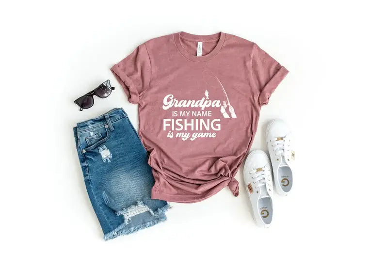 Grandpa Is My Name Fishing Is My Game T-Shirt Hoodie, Sweatshirt | PodTeesHub.com