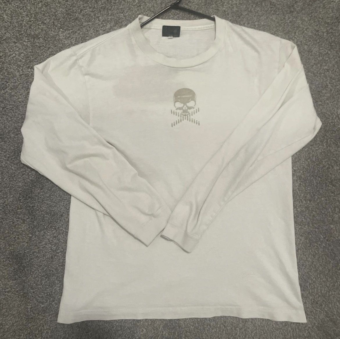 Undercover White Long Sleeve Shirt With A Skull Hoodie, Sweatshirt | PodTeesHub.com