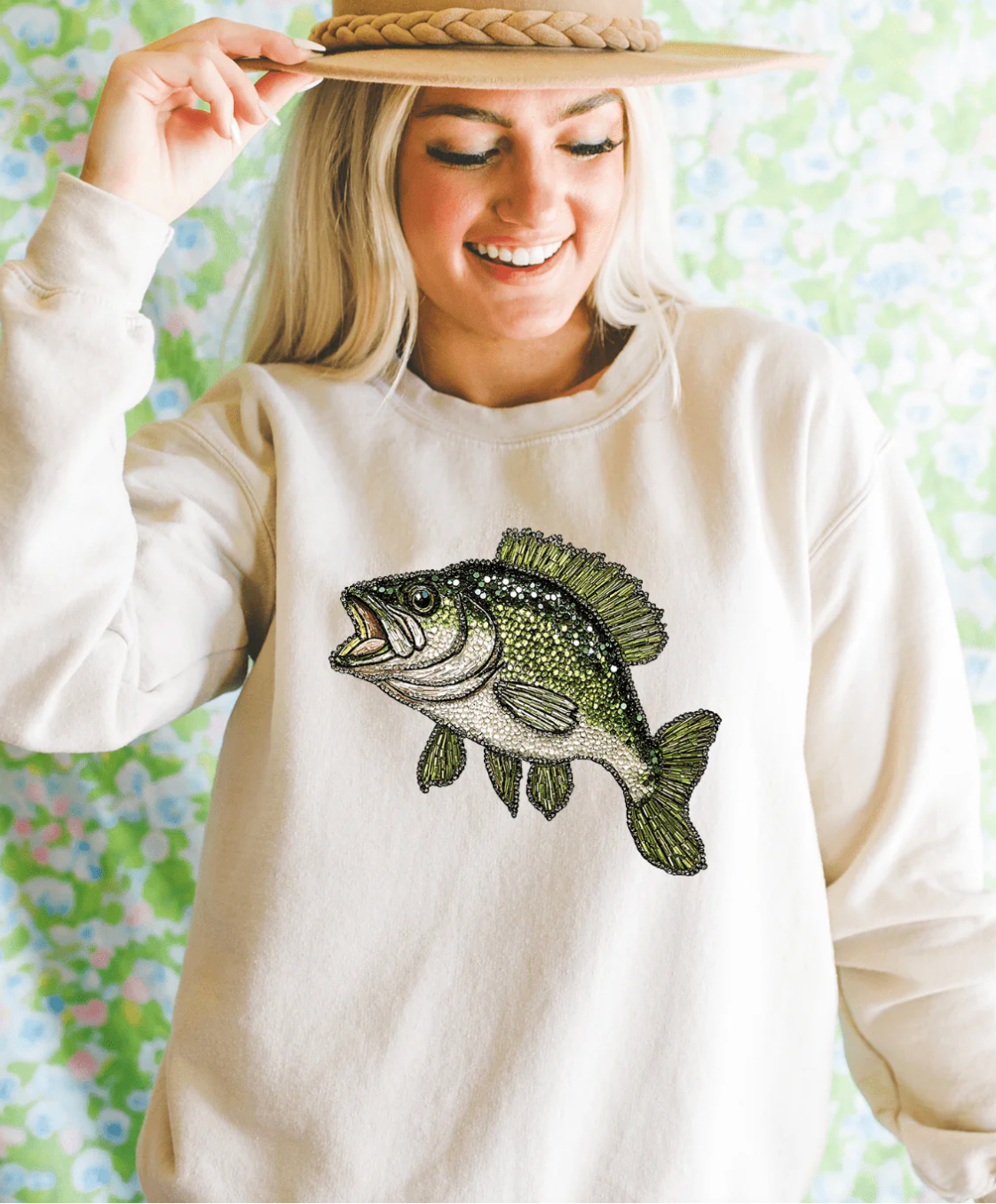 Faux Rhinestone Bass Cream Sweatshirt T-Shirts, Hoodie | PodTeesHub.com