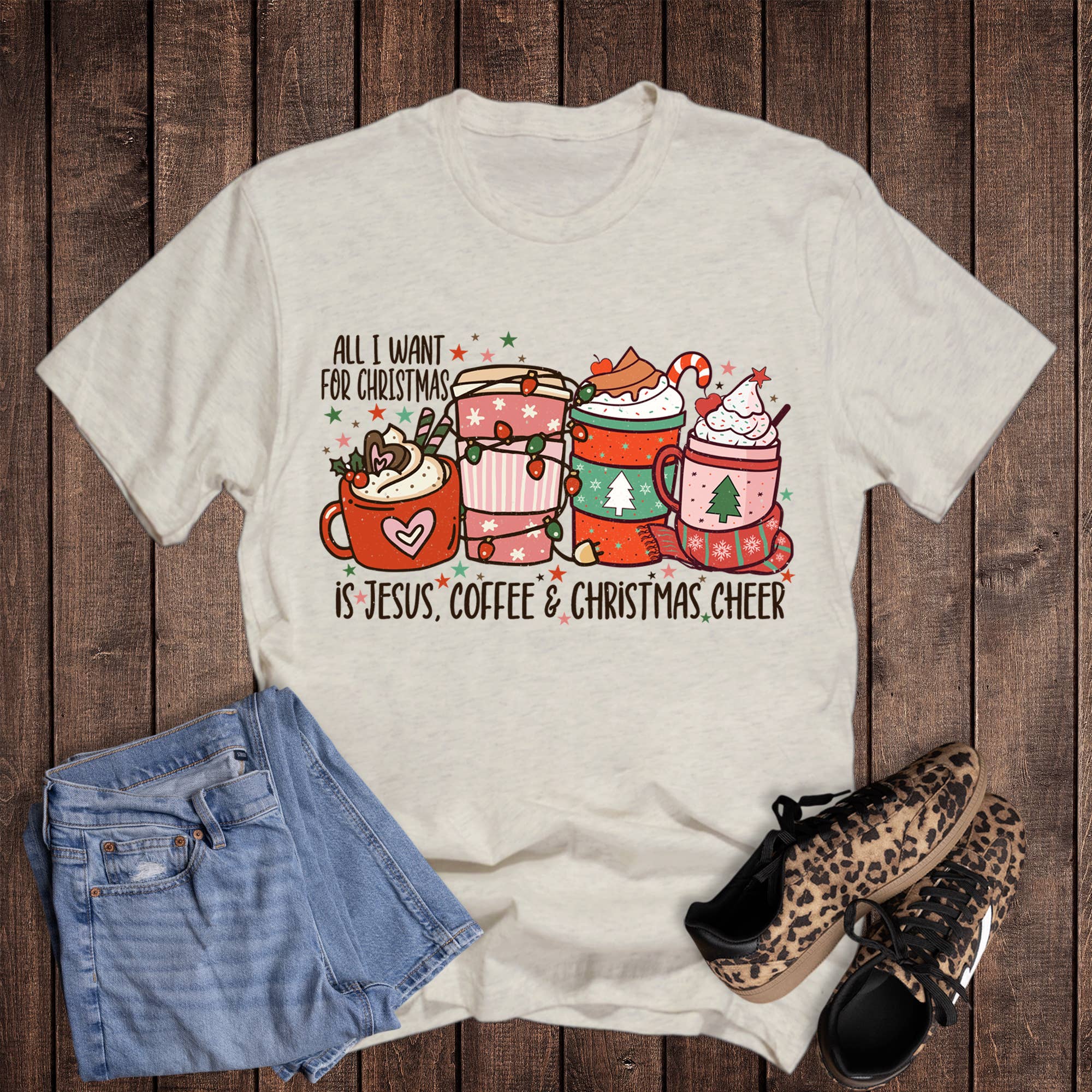 Christmas Jesus Coffee Cheer Graphic Tee Hoodie, Sweatshirt | PodTeesHub.com