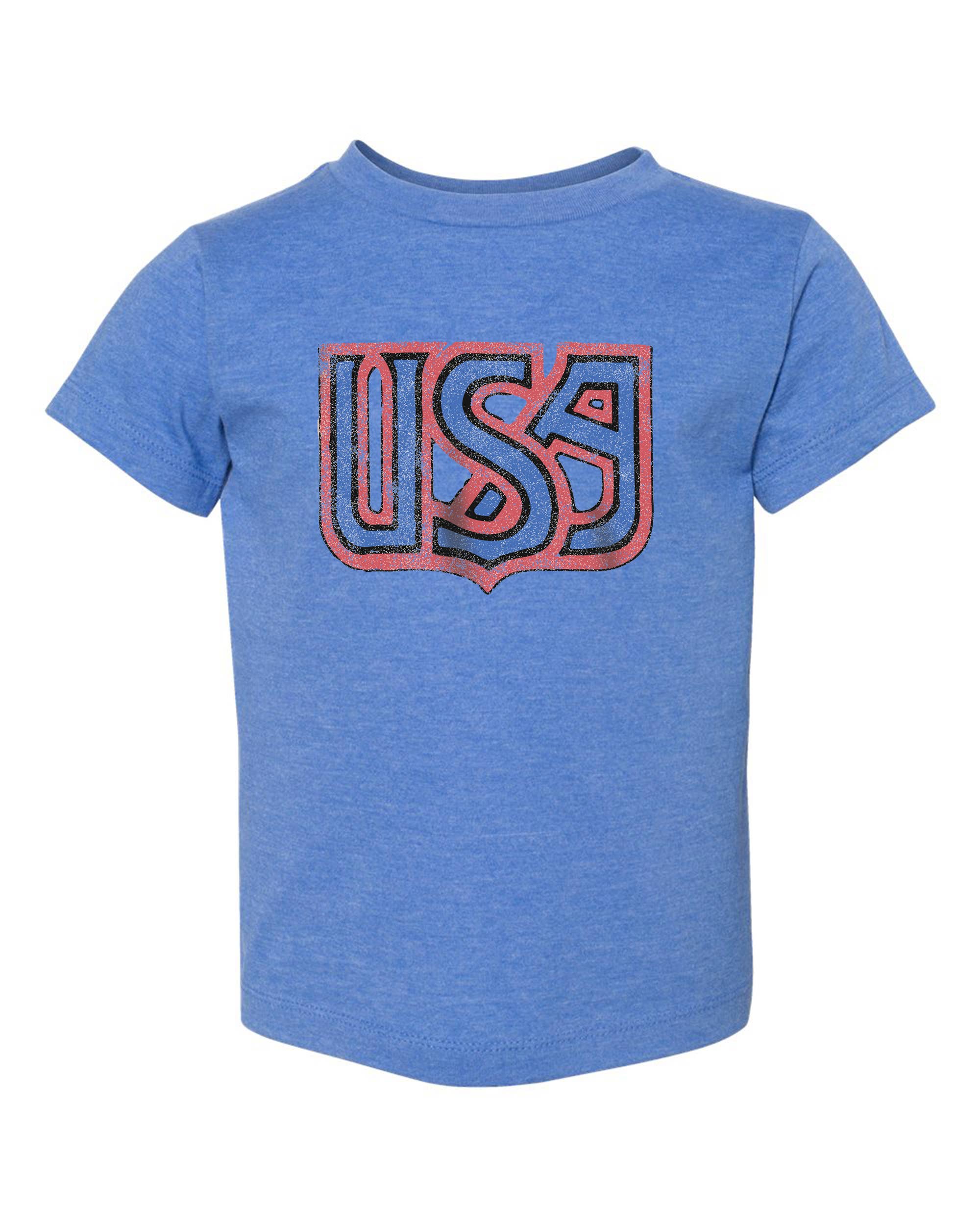 4th of July Children's USA Monogram Blue Graphic Tee Hoodie, Sweatshirt | PodTeesHub.com