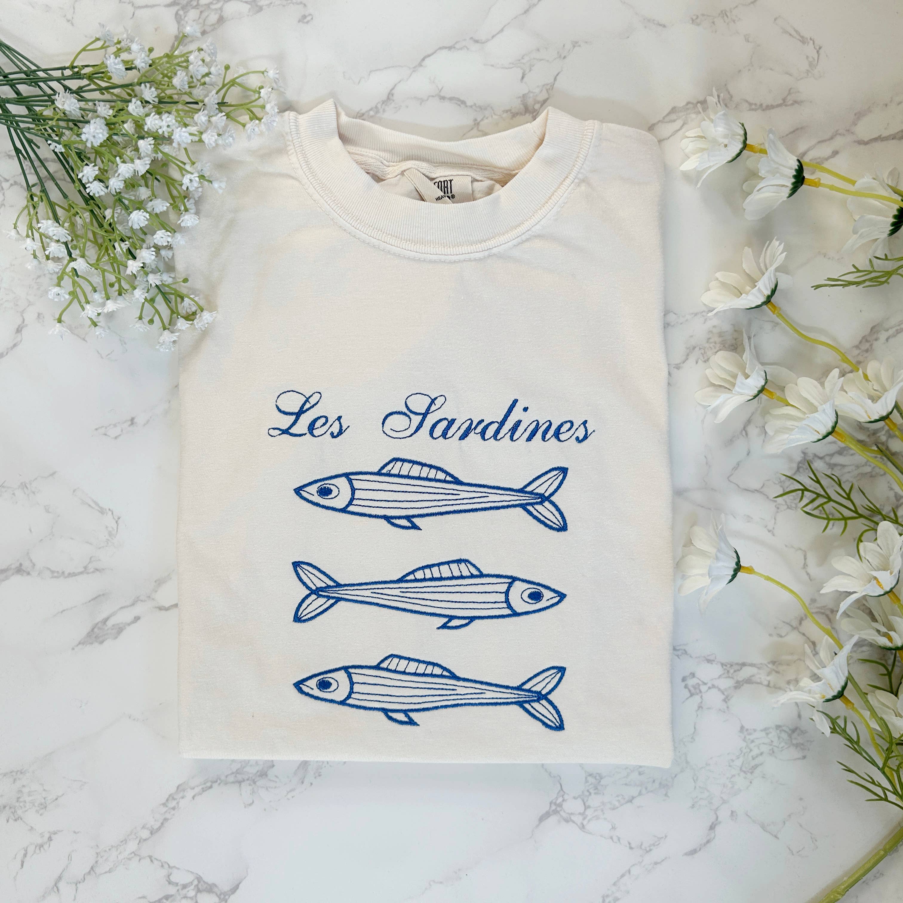 Embroidered Les Sardine Fisherman Aesthetic Tshirt Hoodie, Sweatshirt | PodTeesHub.com