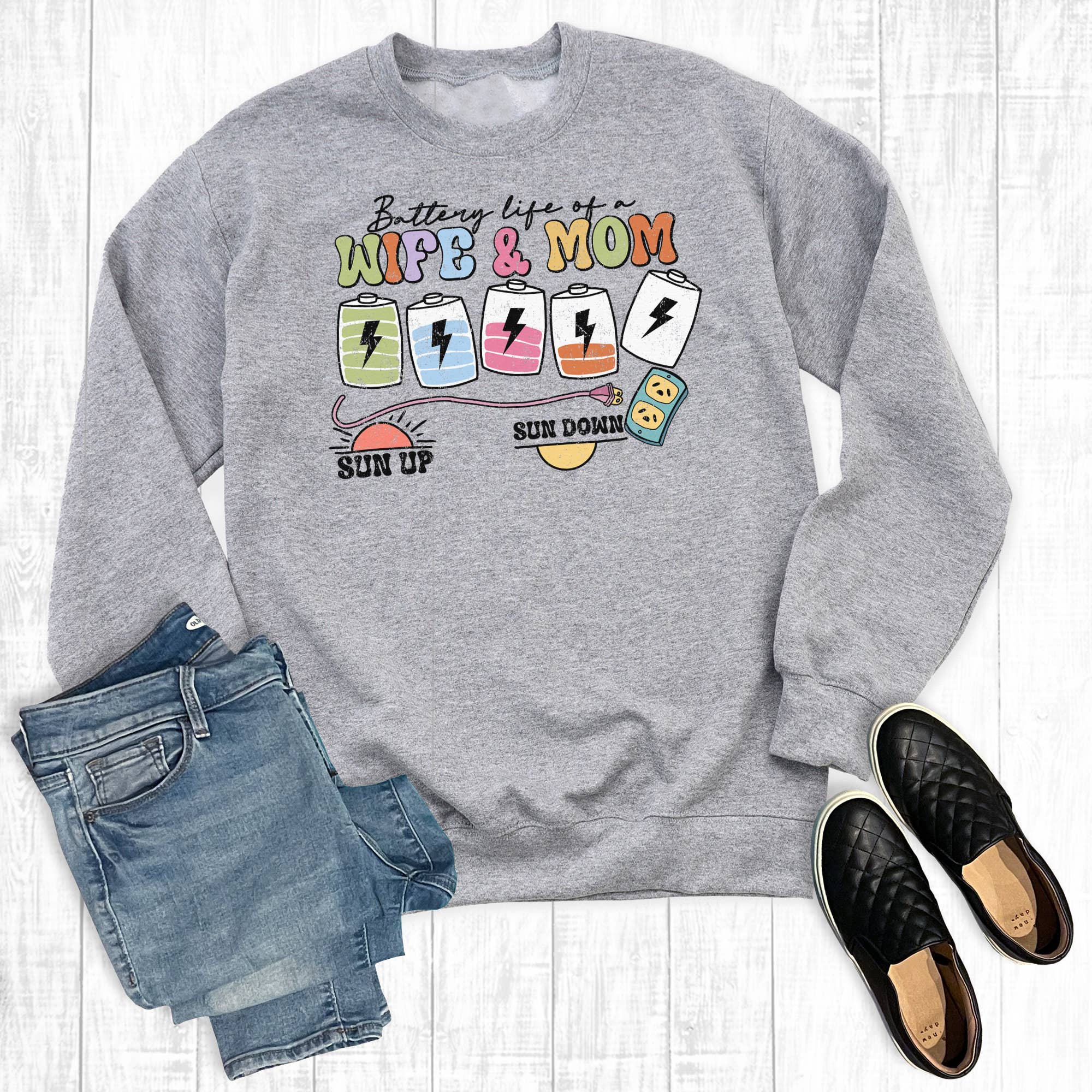Funny Mom Battery Life Sweatshirt T-Shirts, Hoodie | PodTeesHub.com