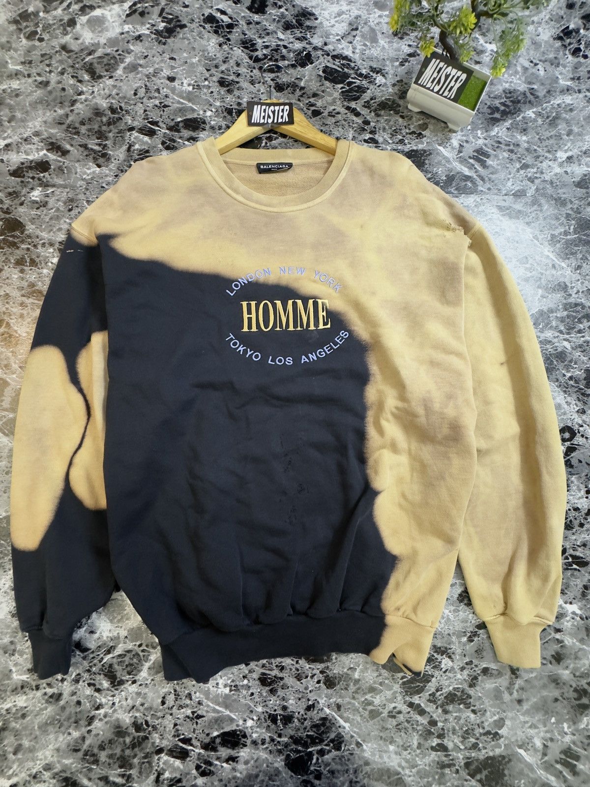 Balenciaga Homme Bleached Distressed Sweatshirt T-Shirts, Hoodie | PodTeesHub.com