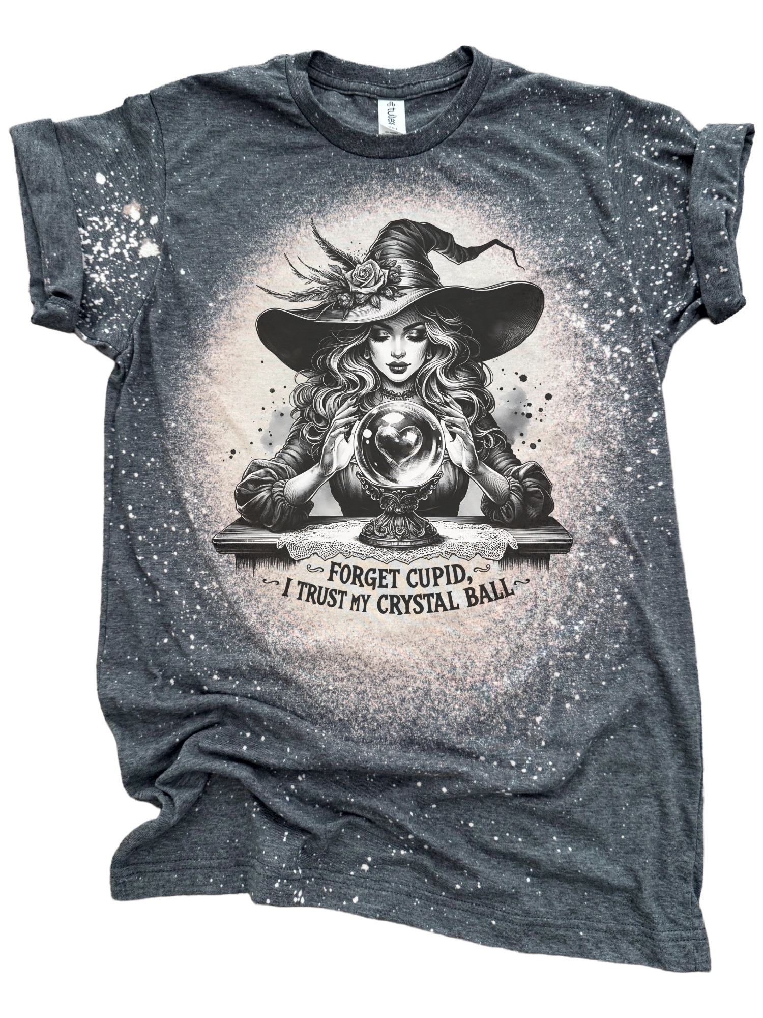 Forget Cupid, I Trust My Crystal Ball – Bleached Valentine's Tee Hoodie, Sweatshirt | PodTeesHub.com