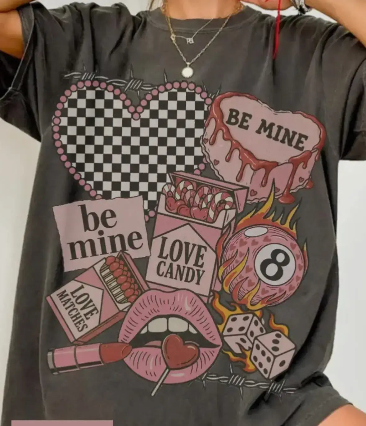 Edgy Coquette Be Mine Valentine Tee Hoodie, Sweatshirt | PodTeesHub.com