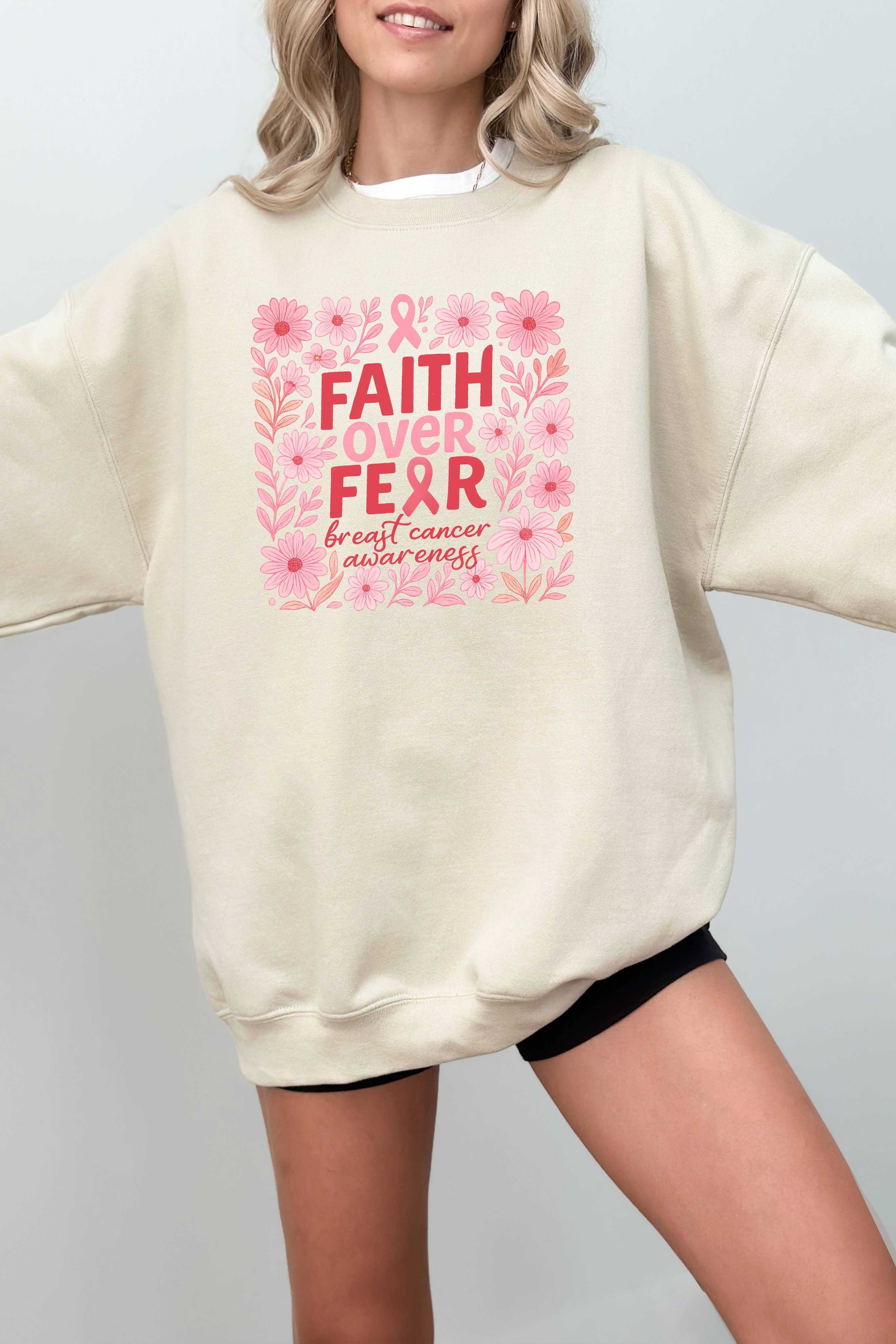 Faith Over Fear Graphic Sweater T-Shirts, Hoodie, Sweatshirt | PodTeesHub.com
