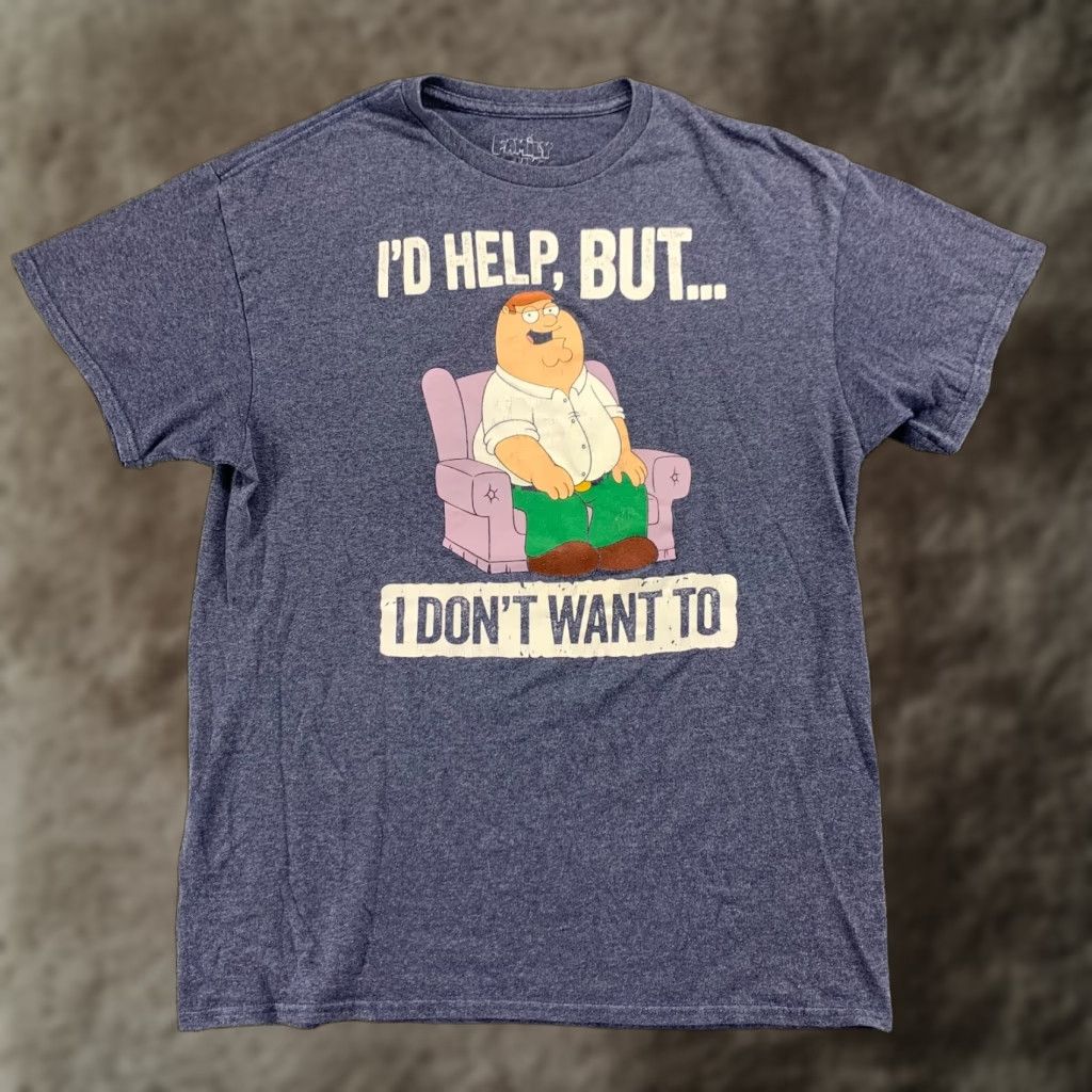 Vintage Family Guy Shirt Mens Large Blue Graphic Print I D Help But I Don T Want To Tee Hoodie, Sweatshirt | PodTeesHub.com