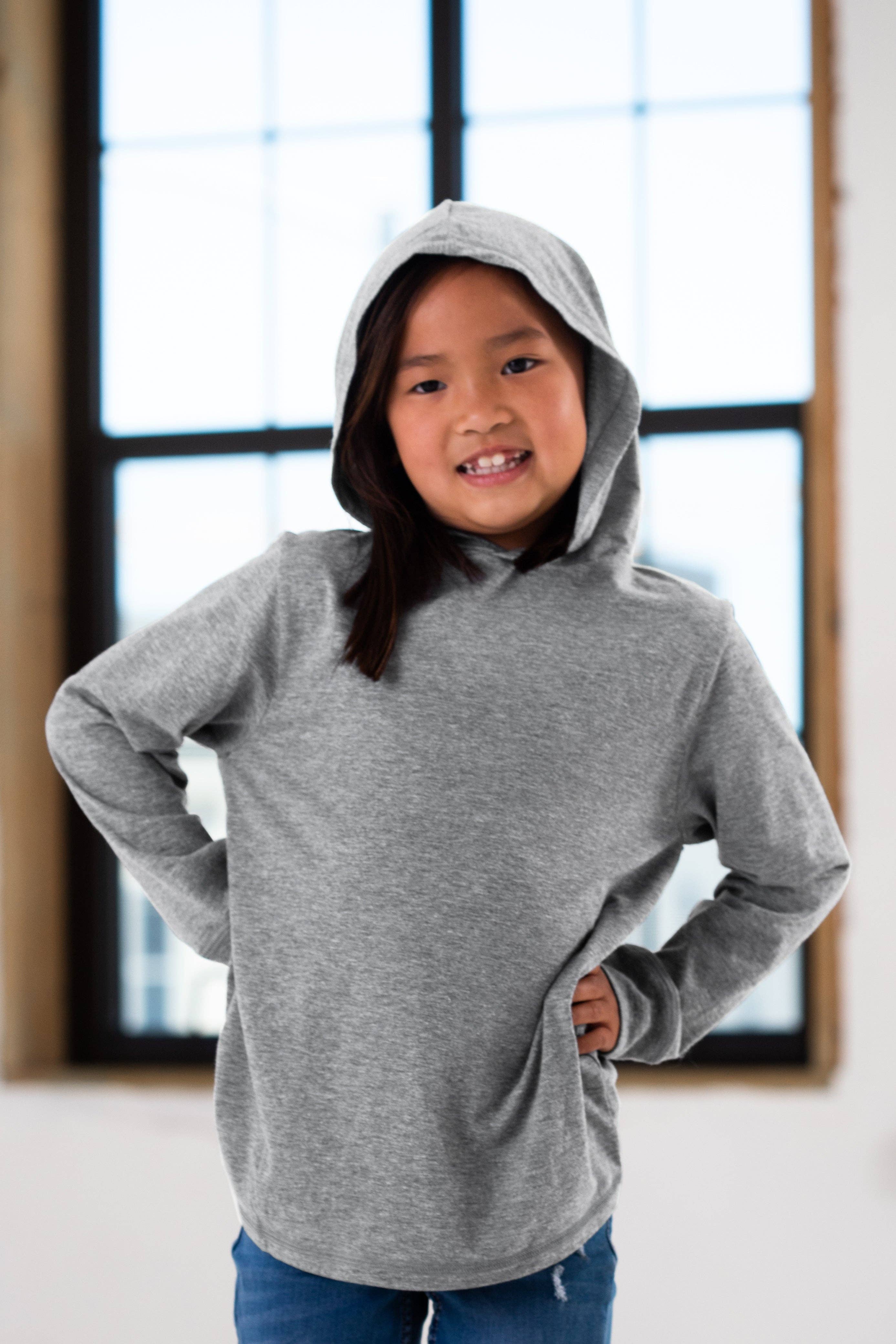 Youth Hooded Long Sleeve Triblend Tee Hoodie, Sweatshirt | PodTeesHub.com