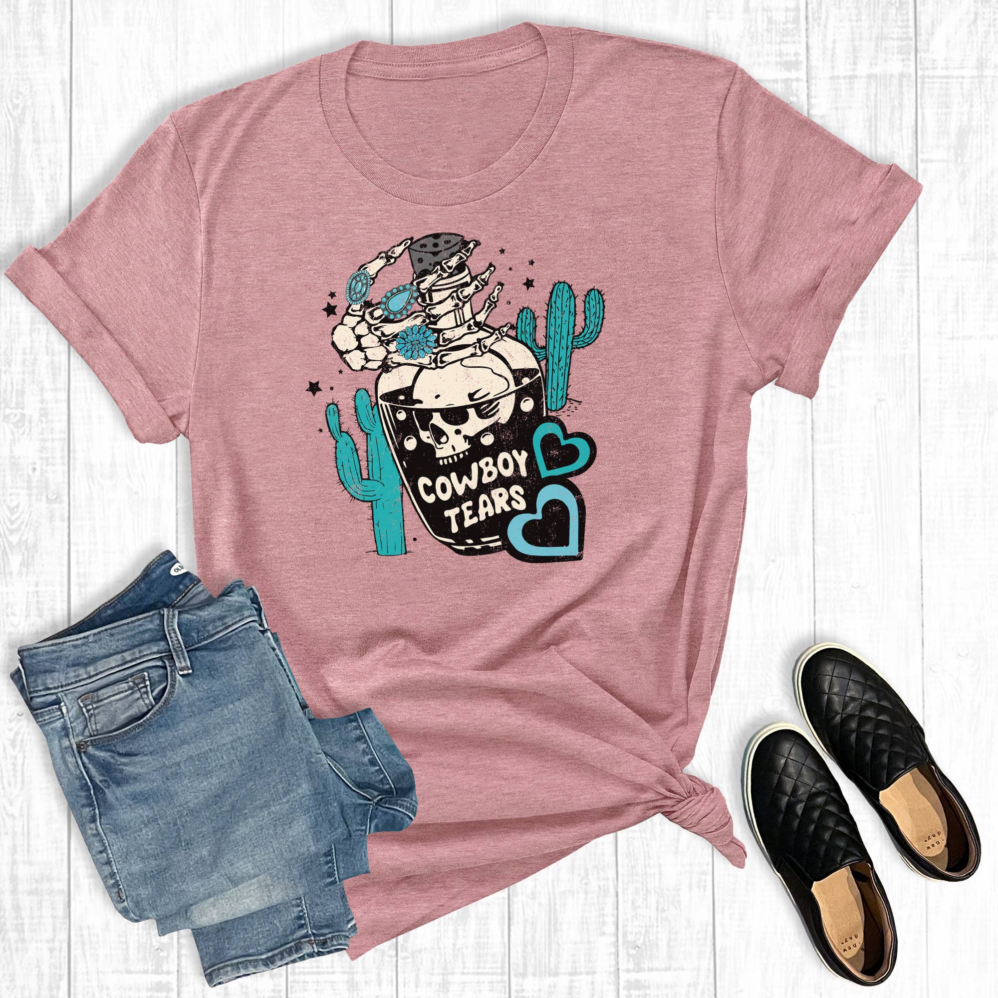 Western Turquoise Cowboy Tears Graphic Tee Hoodie, Sweatshirt | PodTeesHub.com