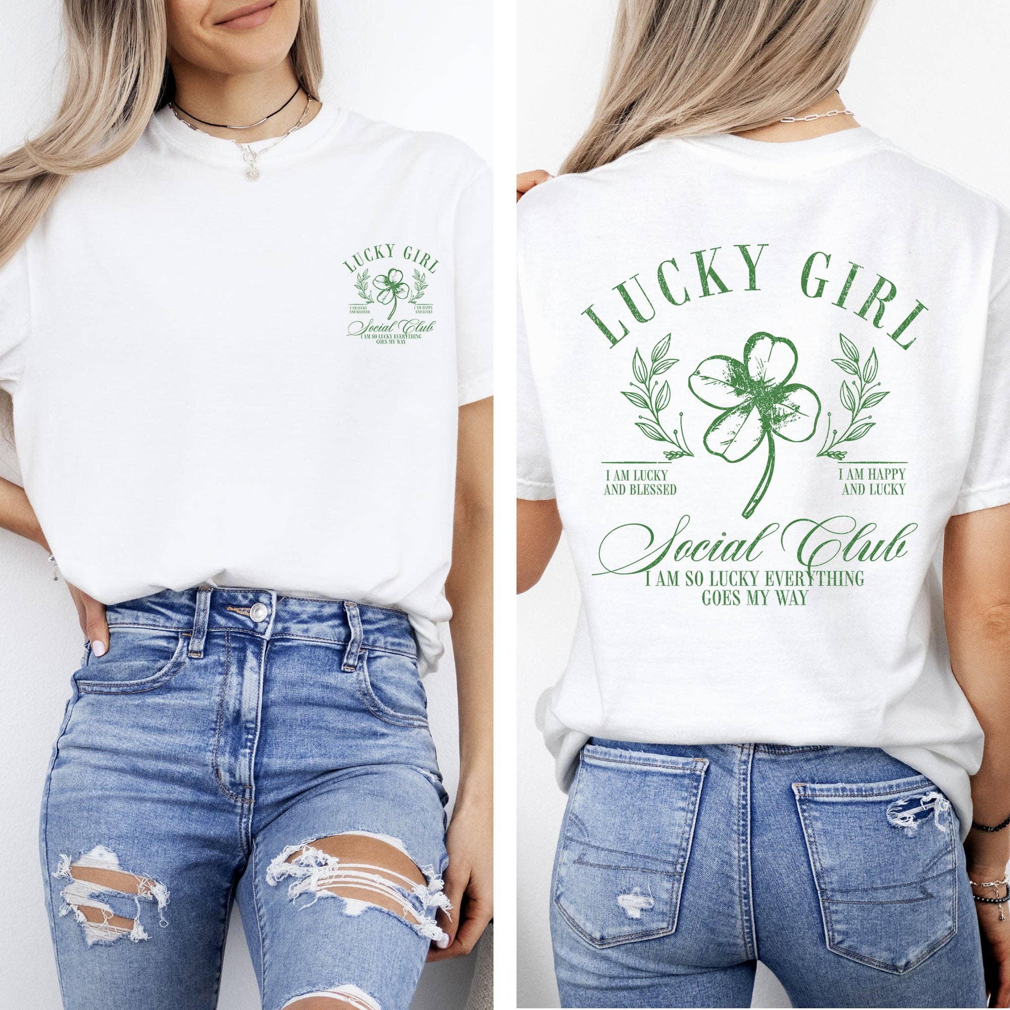 Lucky Girl Social Club, St Patrick's Day, Shamrock Tshirt Hoodie, Sweatshirt | PodTeesHub.com