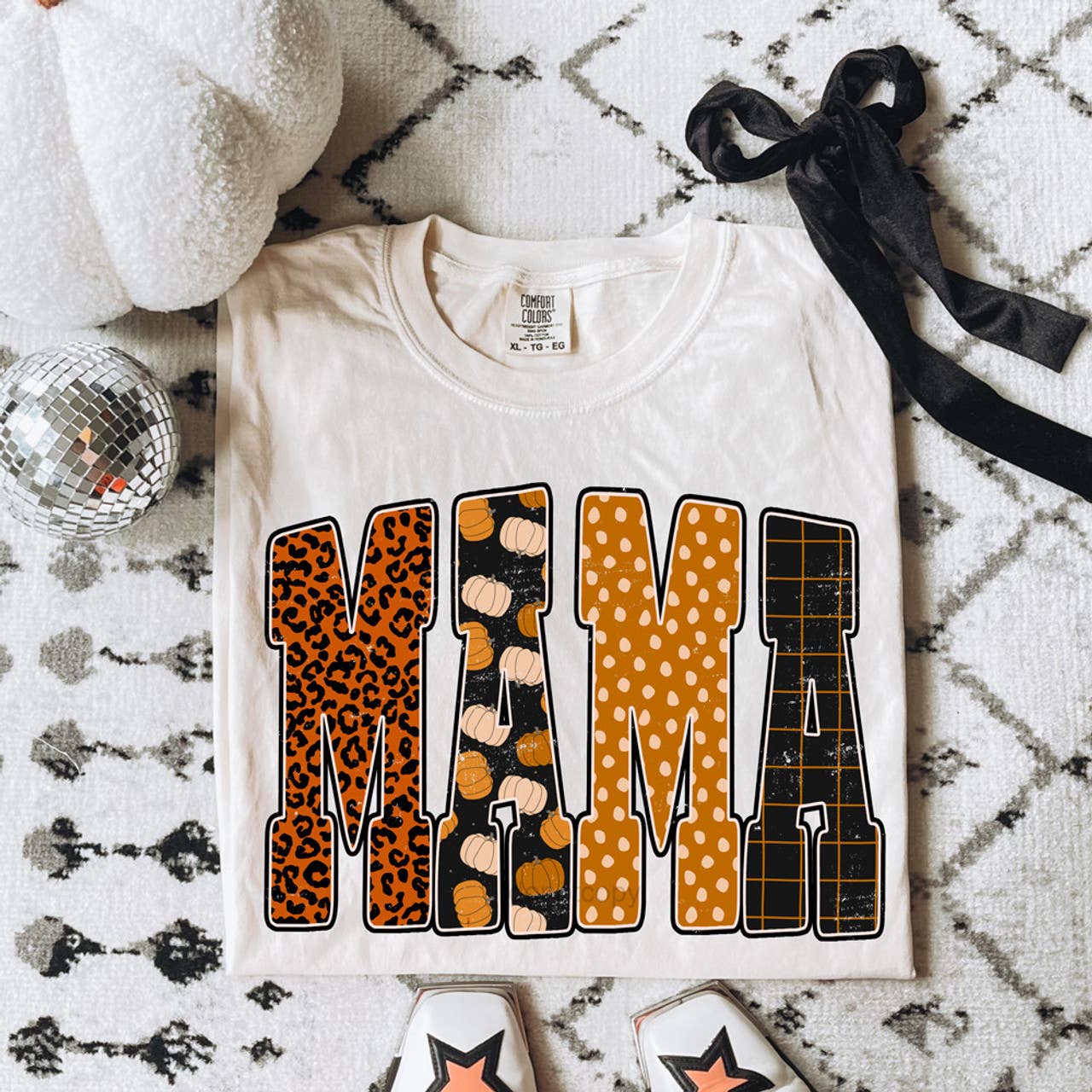 Mama Fall Patterned Tee Hoodie, Sweatshirt | PodTeesHub.com