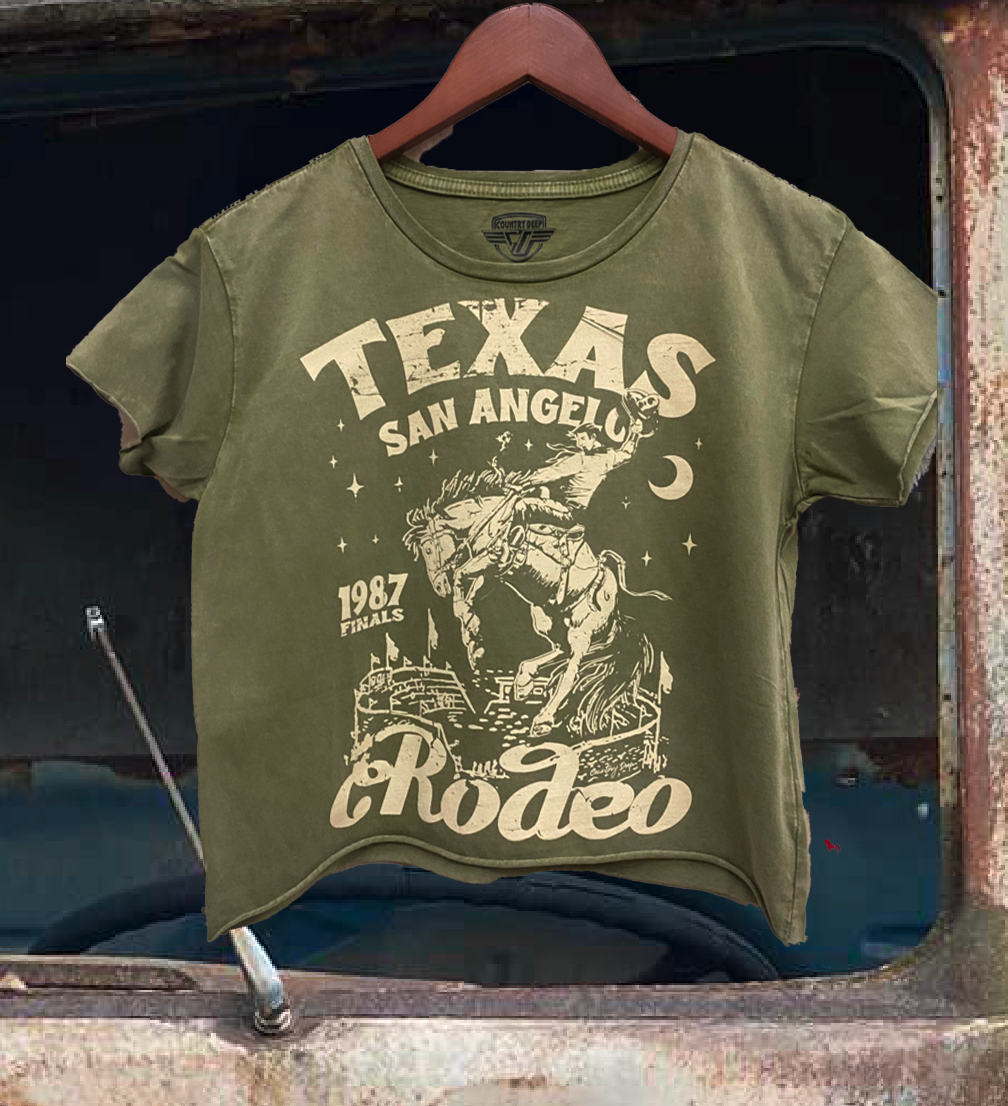 San Angelo Rodeo Finals Regular Cropped Acid Wash T-Shirt Hoodie, Sweatshirt | PodTeesHub.com