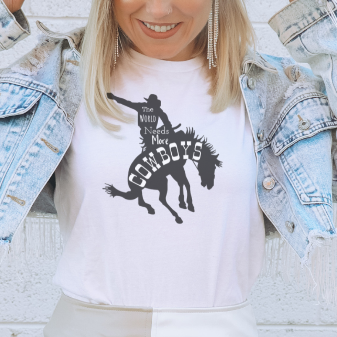 The World Needs More Cowboys Bucking Horse Western T-Shirt Hoodie, Sweatshirt | PodTeesHub.com