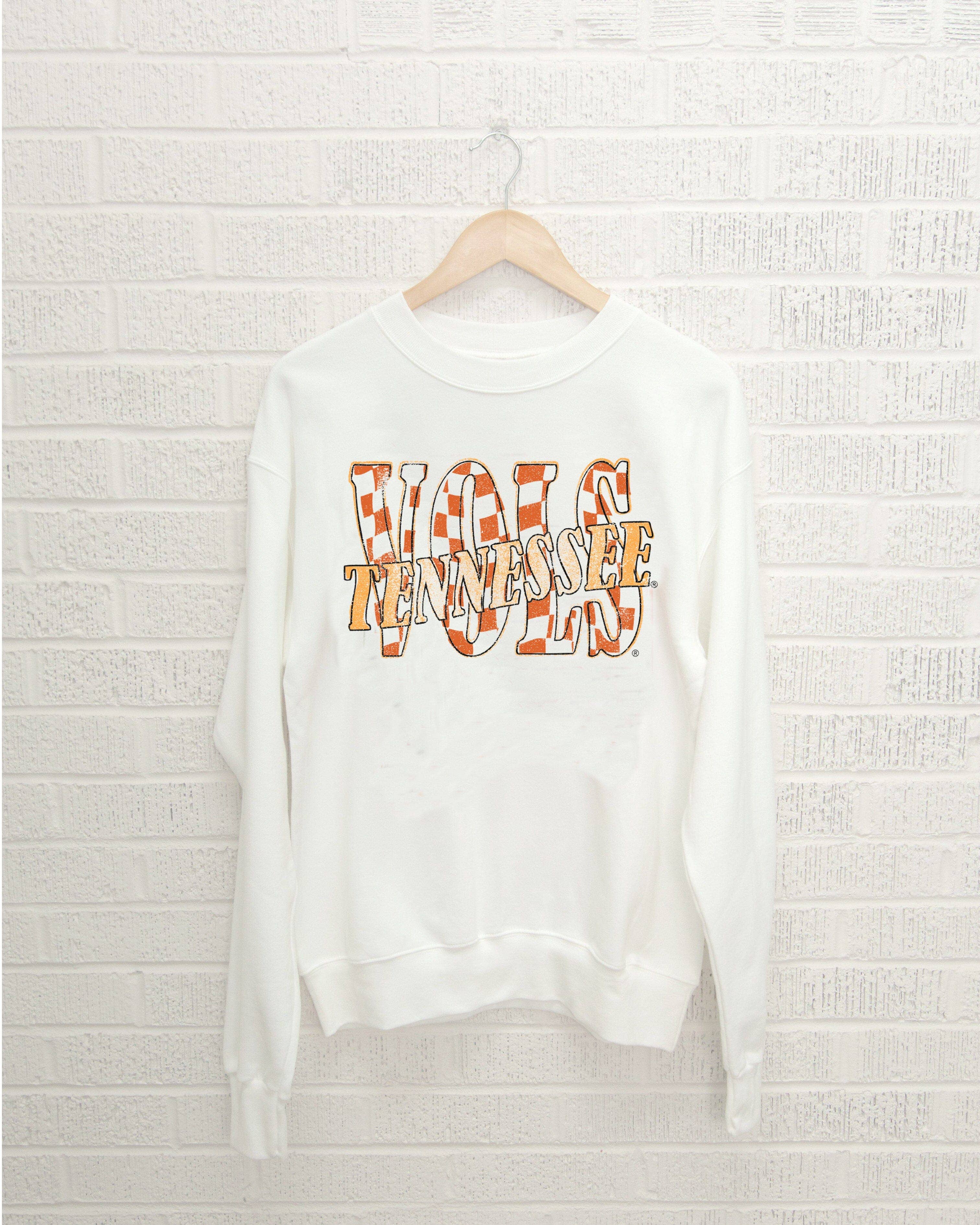 Tennessee Volunteers Twisted Check Wht Thrifted Sweatshirt T-Shirts, Hoodie | PodTeesHub.com