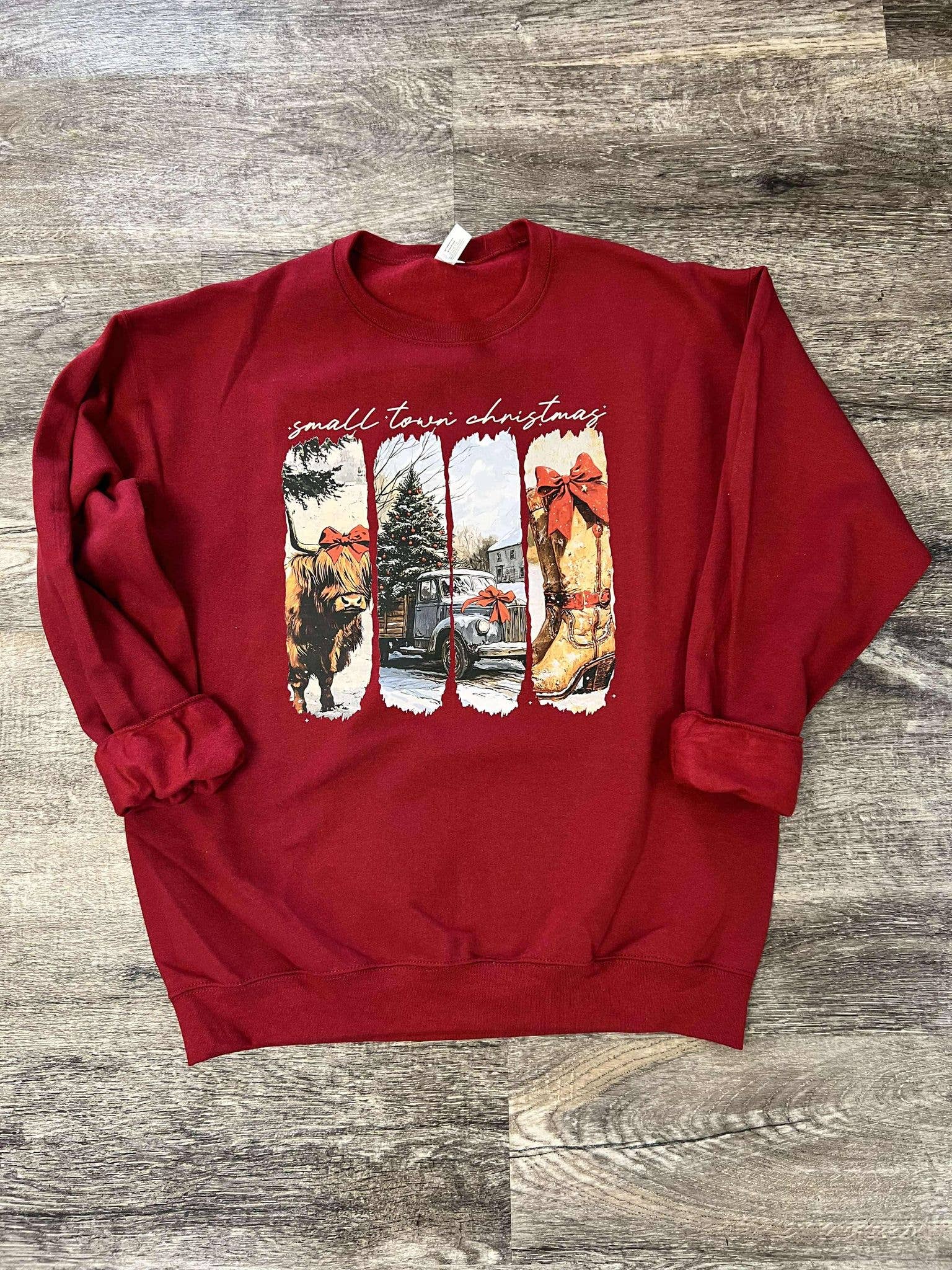 Vintage Sweatshirt - Small Town Christmas On Cardinal T-Shirts, Hoodie | PodTeesHub.com