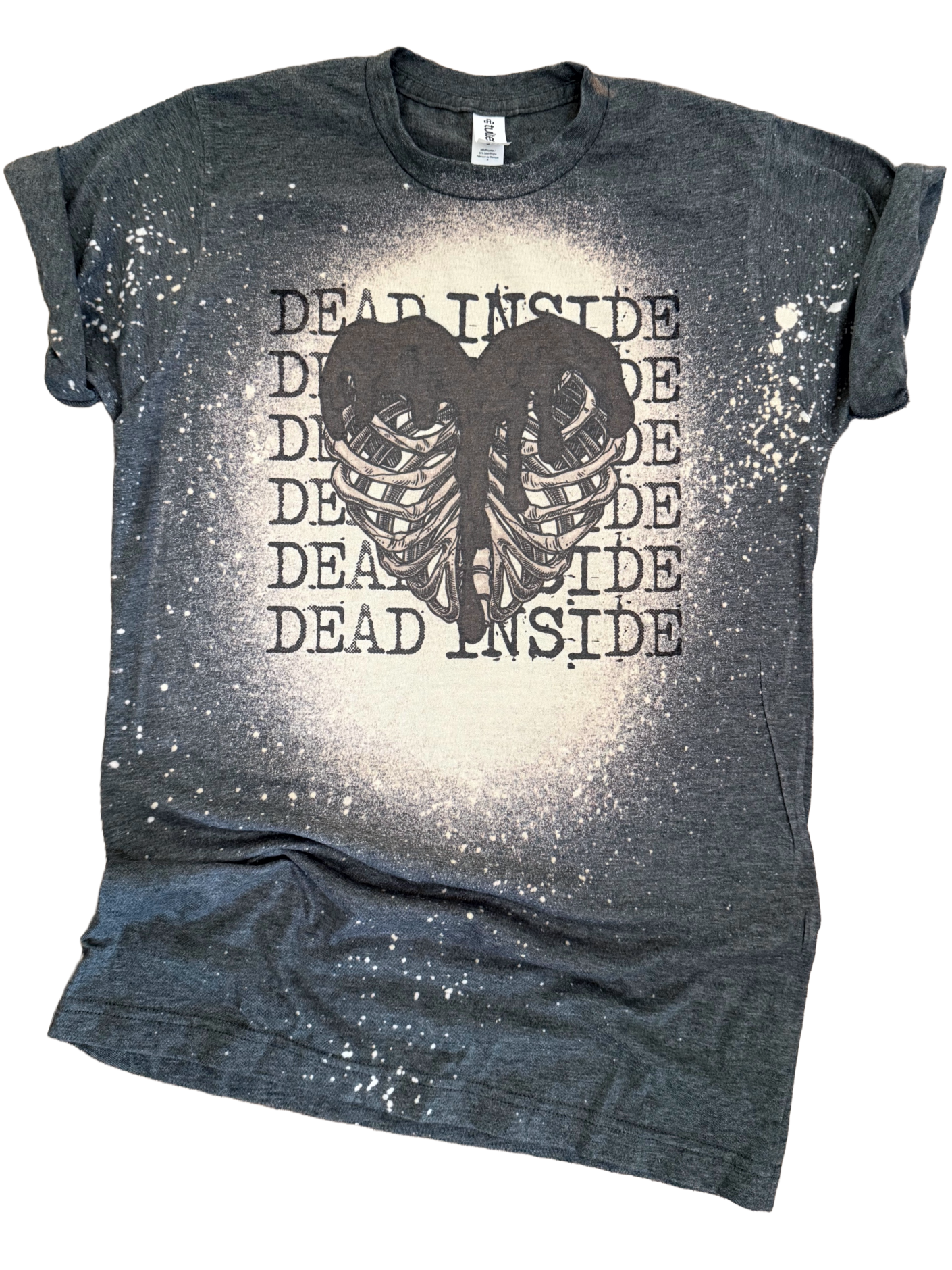Dead Inside Ribcage Bleached Tee Hoodie, Sweatshirt | PodTeesHub.com