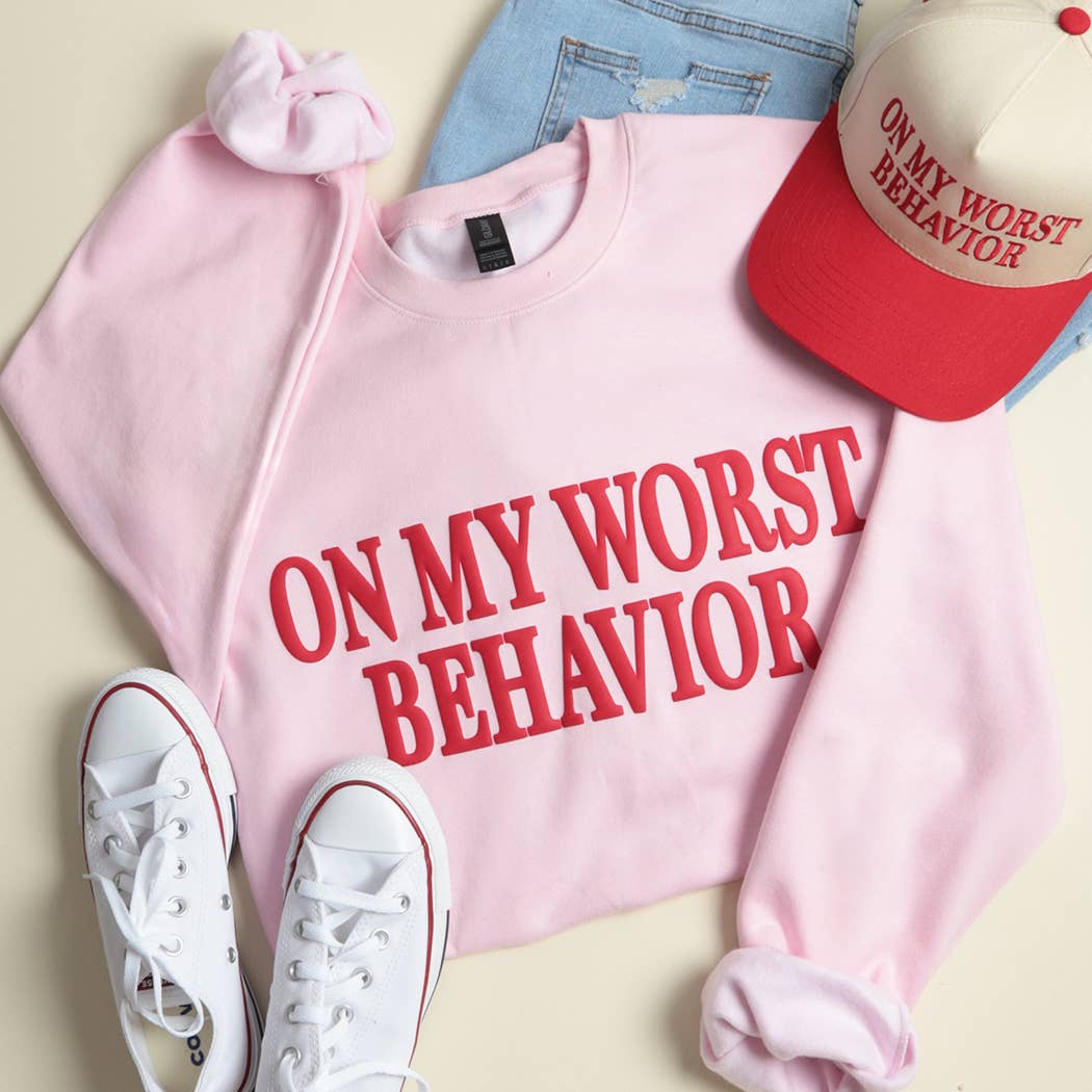 On My Worst Behavior Puff Midweight Sweatshirt T-Shirts, Hoodie | PodTeesHub.com